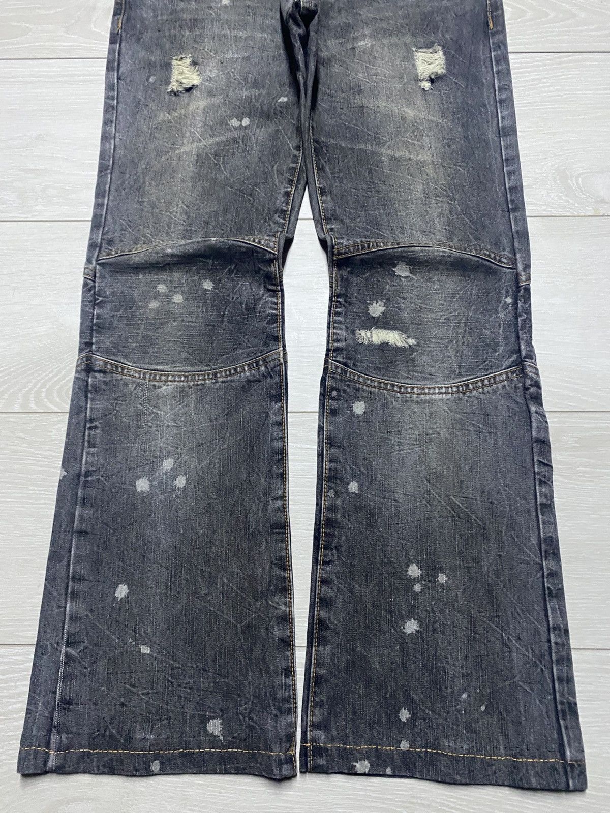 If Six Was Nine Vintage Japanese Brand Avant Garde Double Knee Flare Jeans Size US 31 - 5 Thumbnail