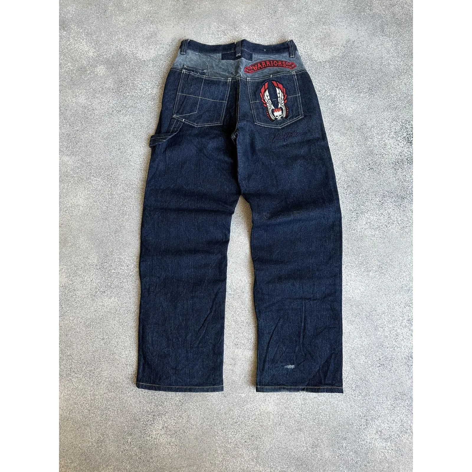 Vintage VTG Johnny Blaze Warriors Patchwork Embroidered Jeans Size US 32 / EU 48 - 1 Thumbnail