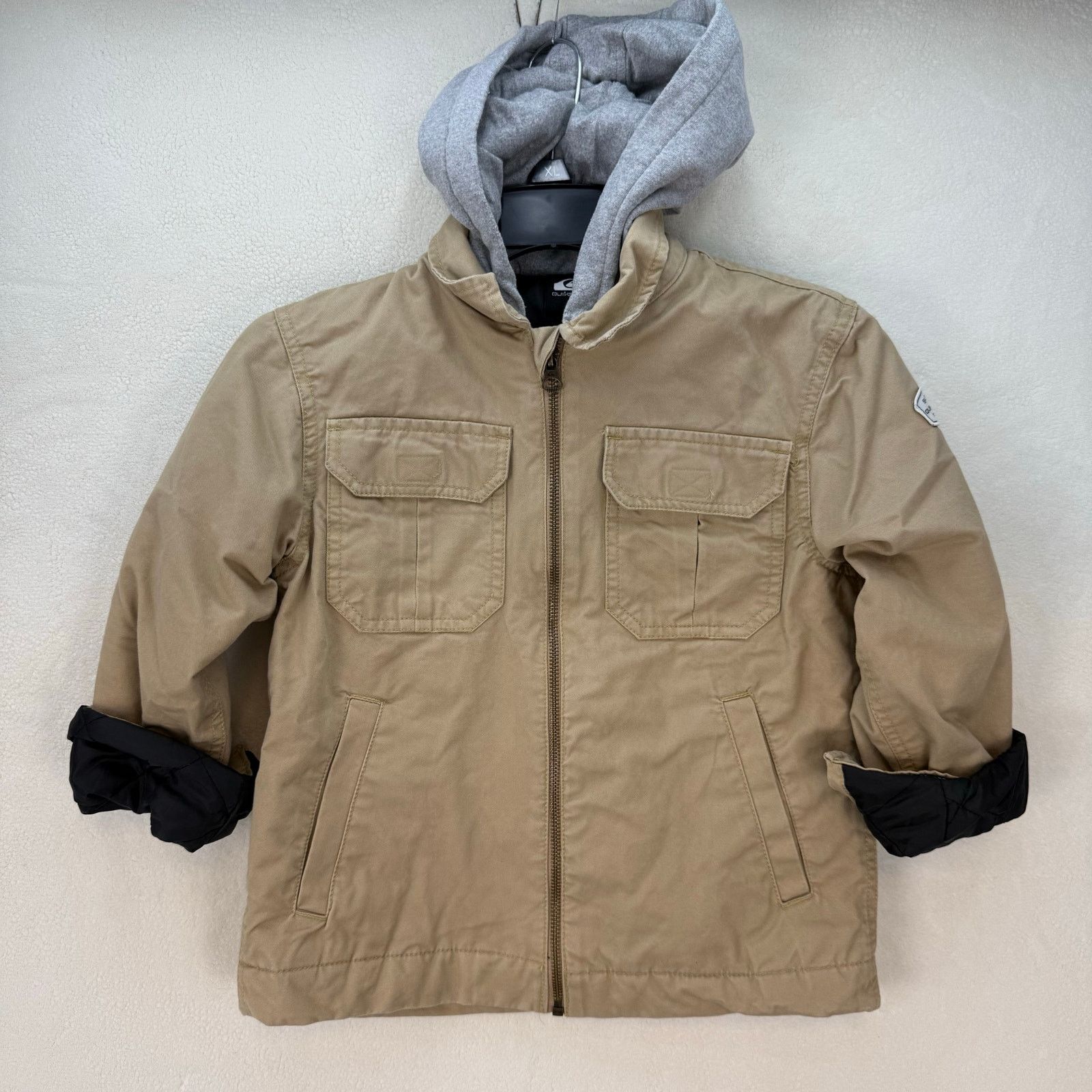 Quiksilver Quiksilver Boys XS Cargo Hooded Jacket Khaki/Gray Size US 33 - 1 Thumbnail