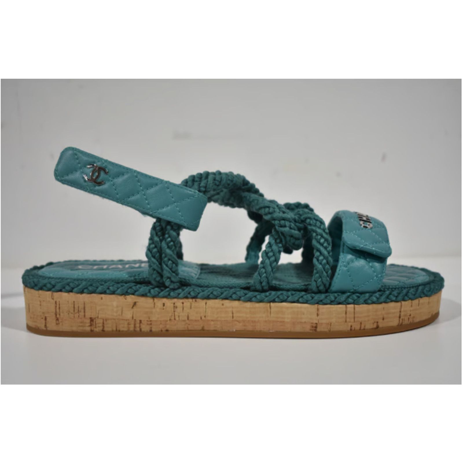 Chanel Chanel 21S Dad Green Blue Cord Rope CC Quilted Mule Size US 10 / IT 40 - 2 Thumbnail