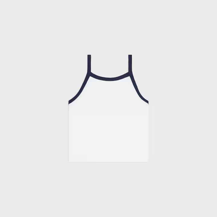 Celine os11x0526 Tank Top in White/Blue Size S / US 4 / IT 40 - 2 Thumbnail