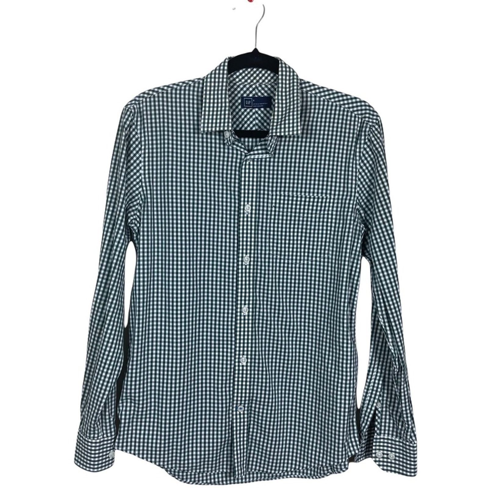 Gap Gap Gingham Long Sleeve Wrinkle Resistant Top Green White S Size US S / EU 44-46 / 1 - 1 Thumbnail