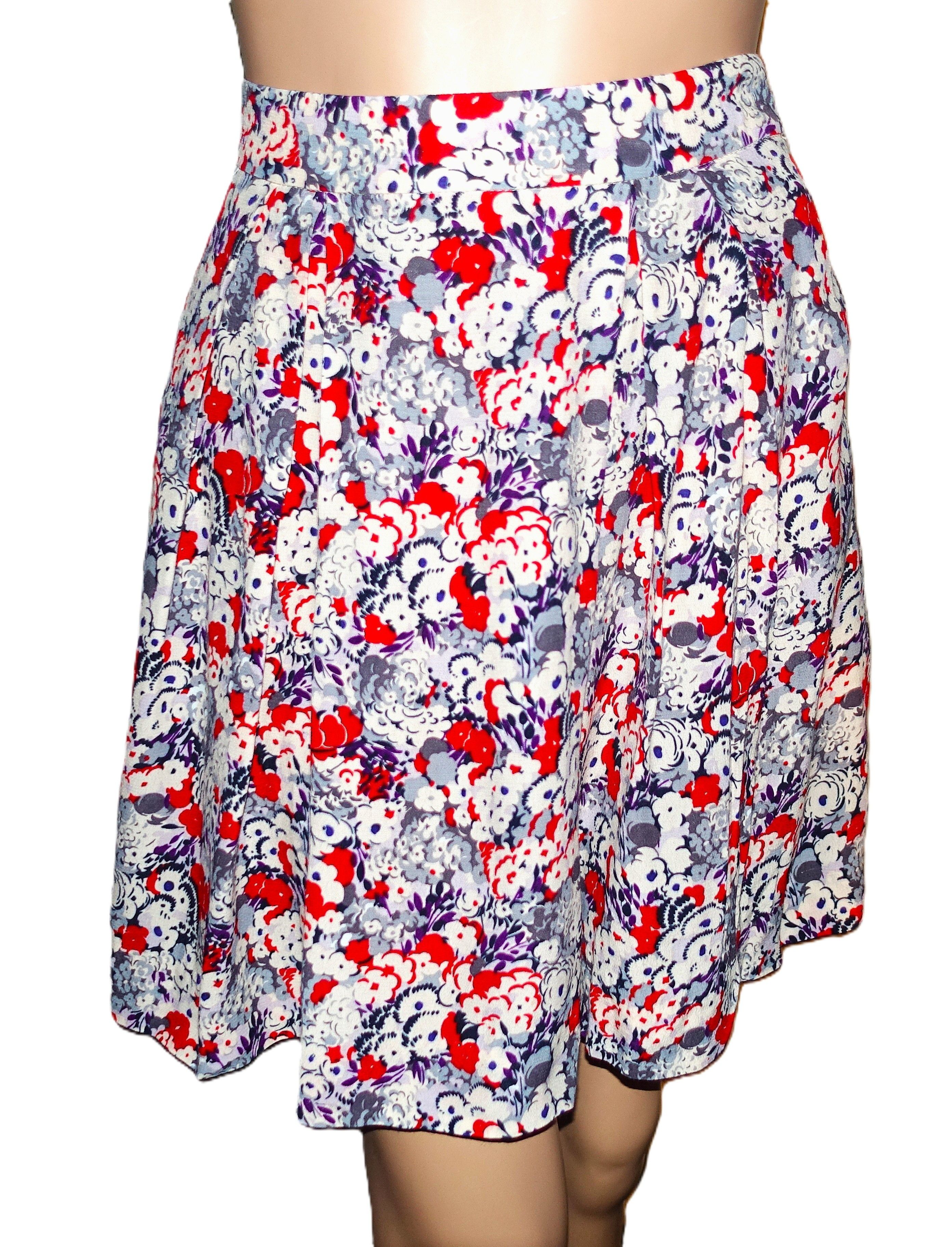 Other BCBGeneration Red Purple Floral Skirt 12 Size 32" / US 10 / IT 46 - 2 Thumbnail