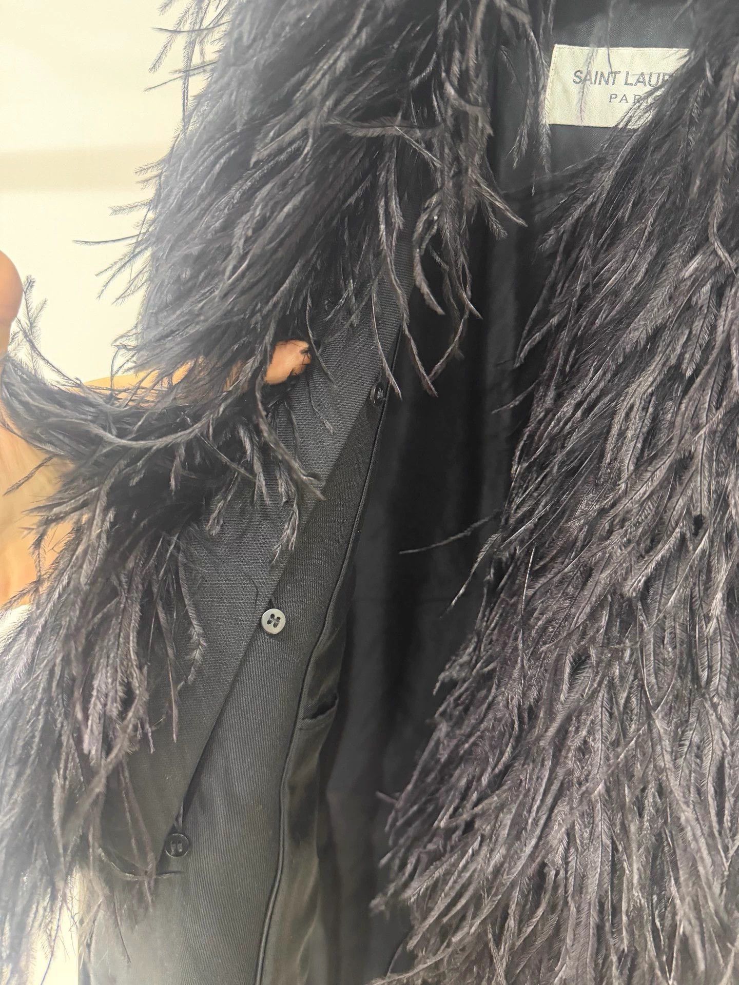 Saint Laurent Paris SLP Ostrich Feather Trench Coat New FR38 Size S / US 4 / IT 40 - 5 Thumbnail