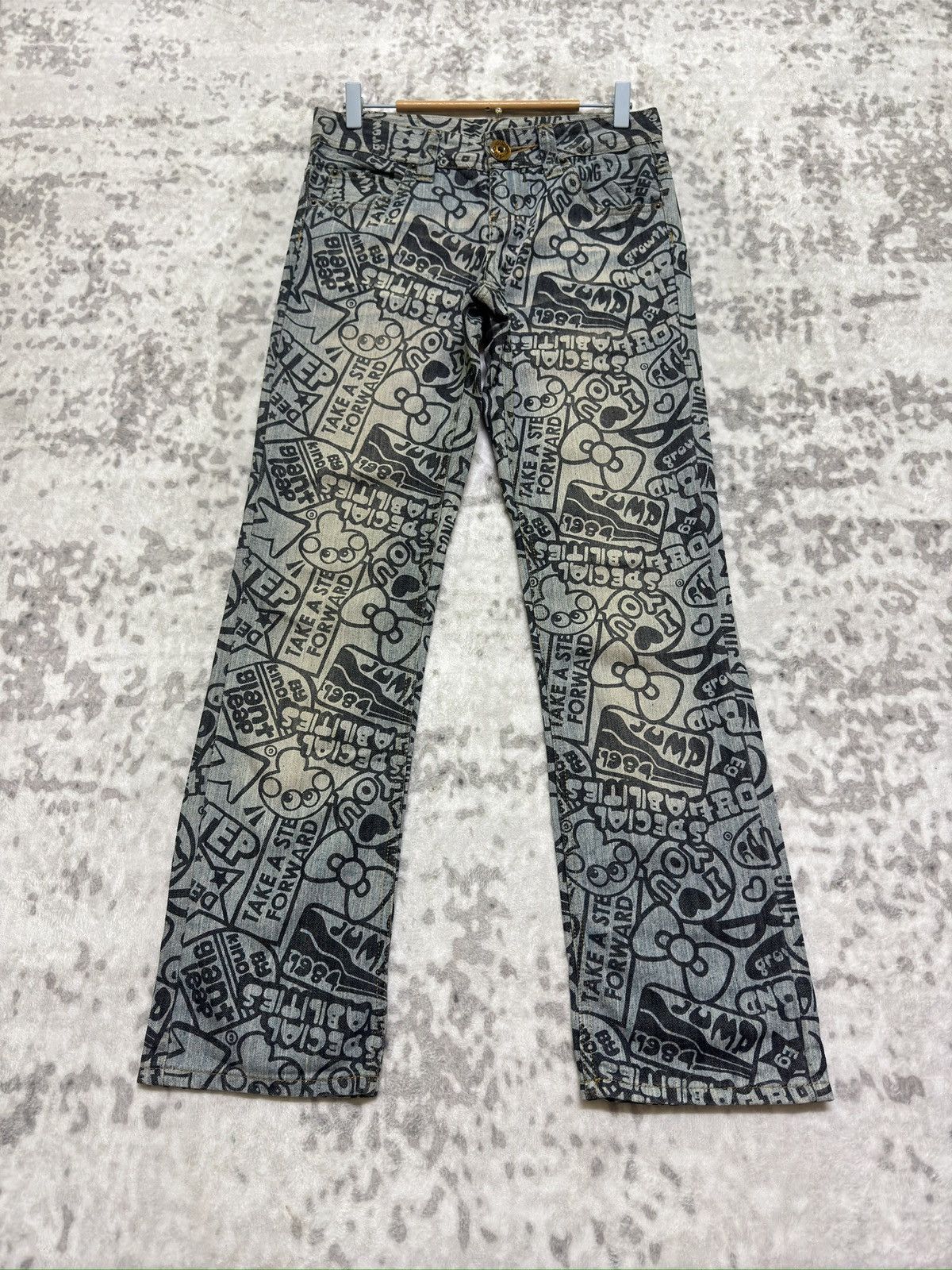 Japanese Brand Vintage Y2K Japanese Punk Denim All Over Print Jeans Size US 30 / EU 46 - 1 Thumbnail