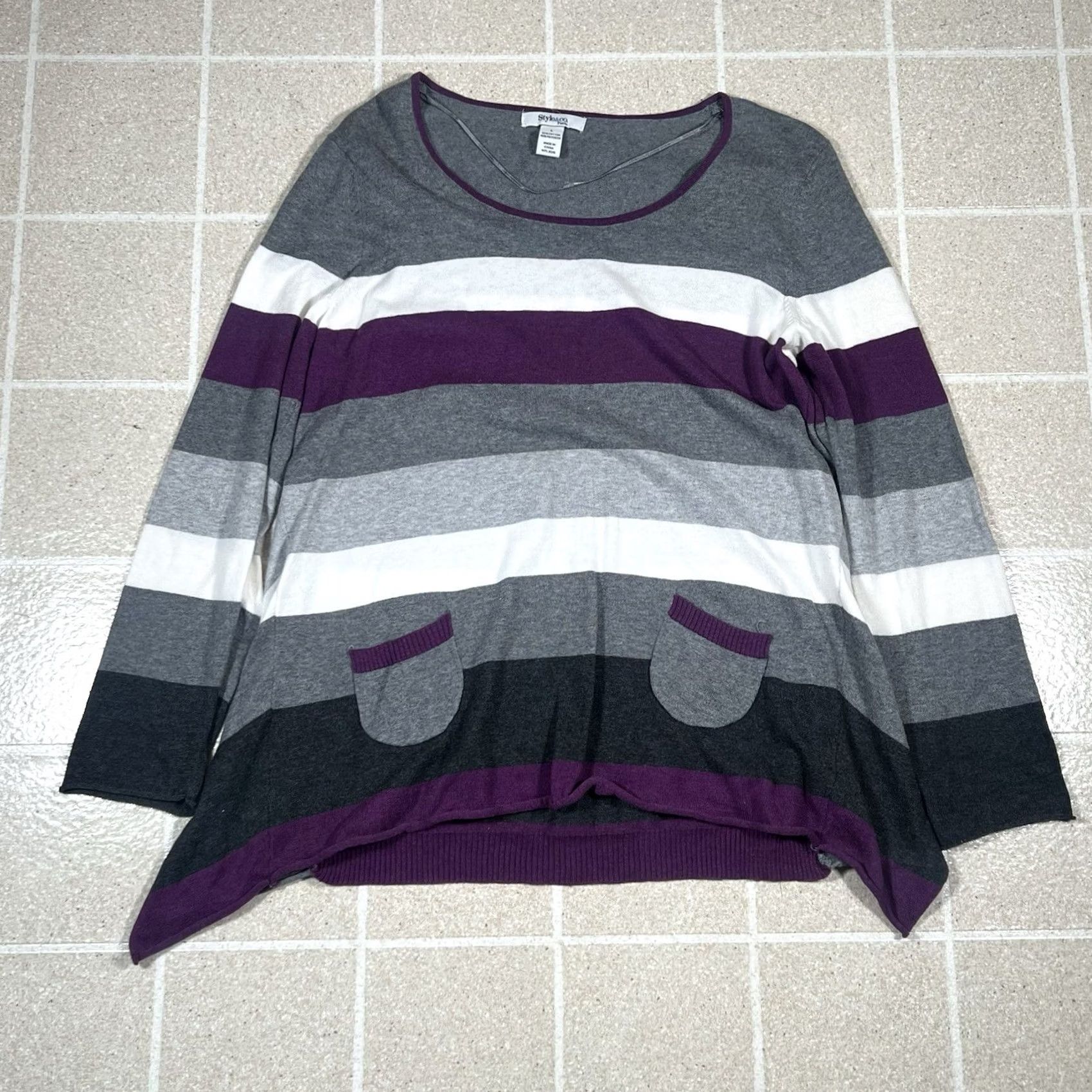 Vintage Style & Co Sweater Petite Large Womens Pullover Gray Shirt Size L / US 10 / IT 46 - 2 Thumbnail
