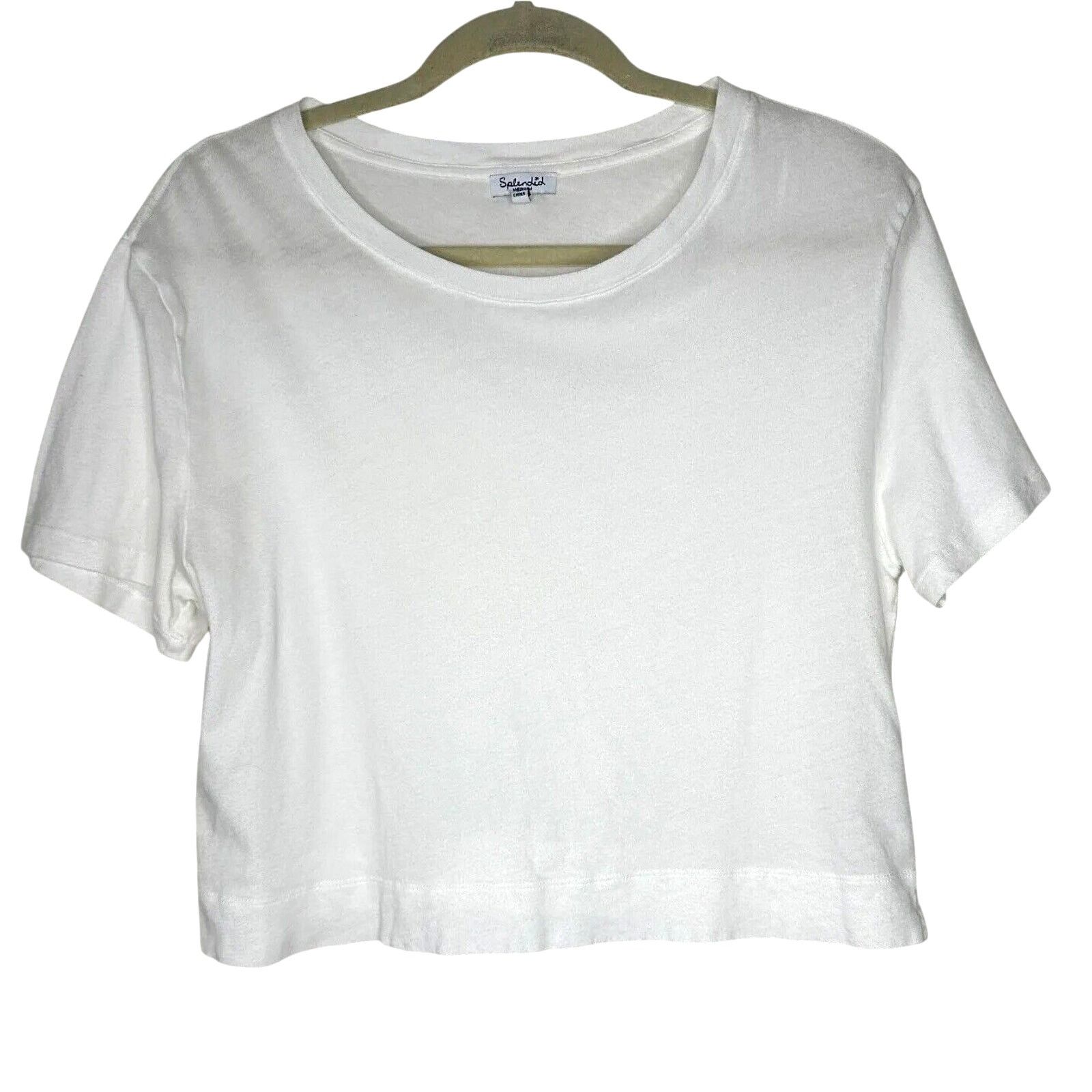 Splendid Splendid White Short Sleeve Round Neck Wide Hem Crop Tee M Size M / US 6-8 / IT 42-44 - 2 Thumbnail
