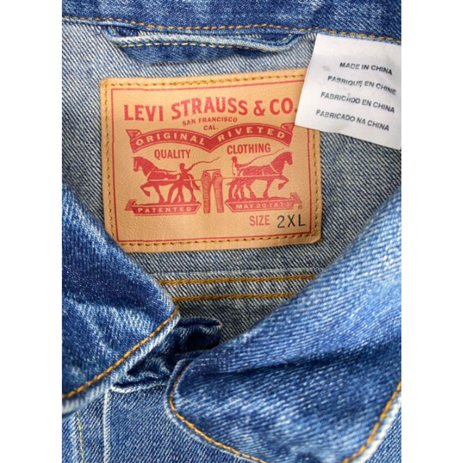 Levi's Levi's 72333 Mens 2XL Blue Denim 100% Cotton Trucker Jacket 4883 Size US XXL / EU 58 / 5 - 5 Thumbnail