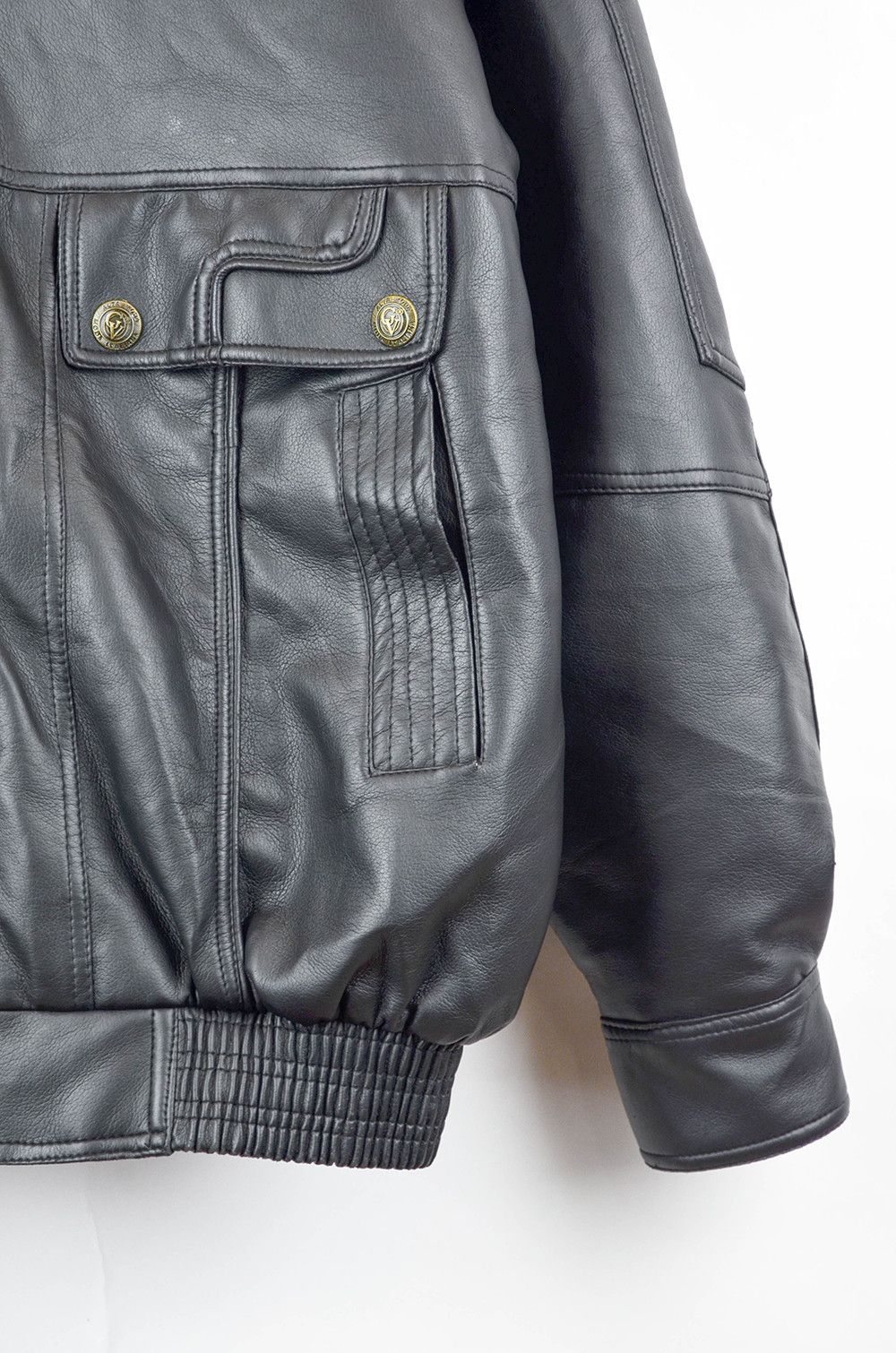 Vintage Vintage Faux Leather Bomber Jacket Oversized Black - 2XL Size US XXL / EU 58 / 5 - 8 Thumbnail