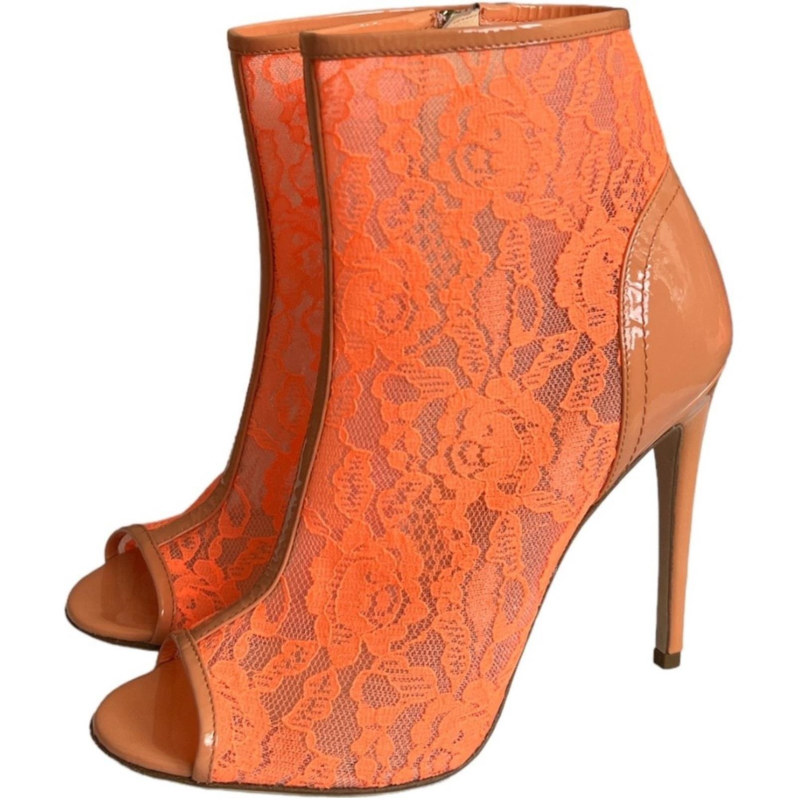 image of Jerome C. Rousseau Lace Pattern Boots W/ Box, Size: It38 in Orange, Women's