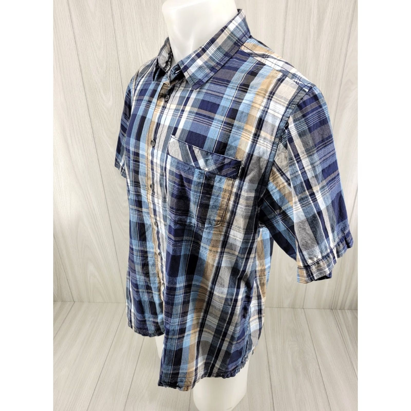 KAVU KAVU Men’s XL Short Sleeve Plaid Pocket Shirt Blue Size US XL / EU 56 / 4 - 3 Thumbnail