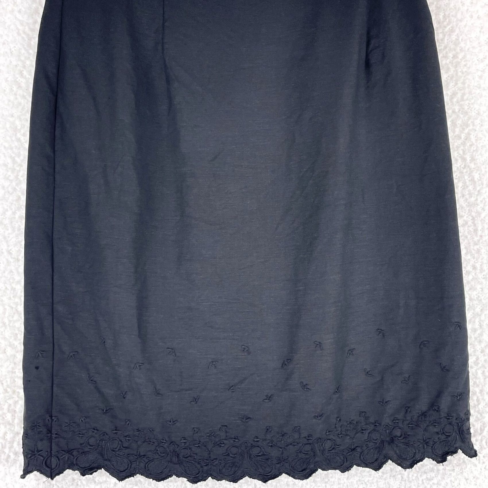 Vintage Dressbarn Black Embroidered Linen A-Line Skirt Womens 14 Knee Length Causal Workwear Vintage No Size 36" / US 14 / IT 50 - 3 Thumbnail