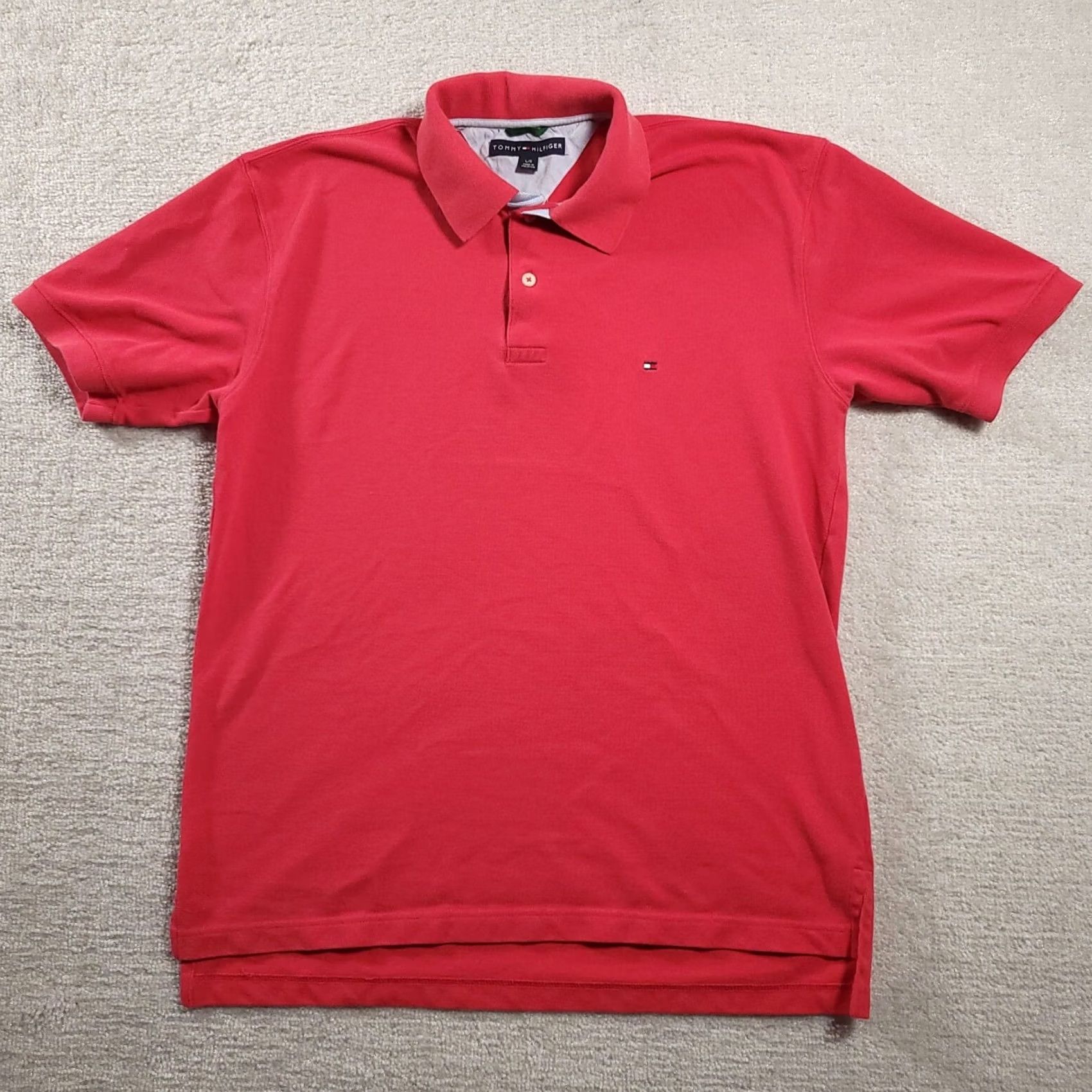 Tommy Hilfiger Tommy Hilfiger Polo Shirt Adult L Red Casual Rugby Flag Logo Mens Shirt Size US L / EU 52-54 / 3 - 2 Thumbnail