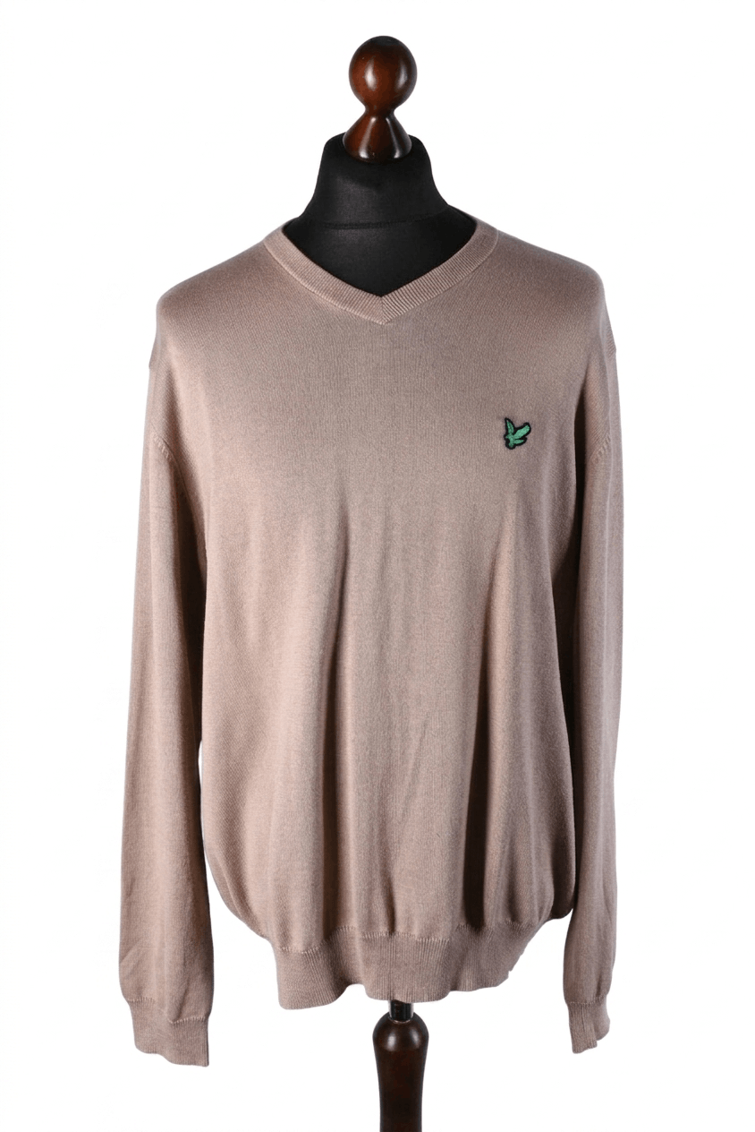 Lyle & Scott Lyle & Scott V-Neck Cotton Knit Jumper Sweater Beige Size US XL / EU 56 / 4 - 1 Thumbnail