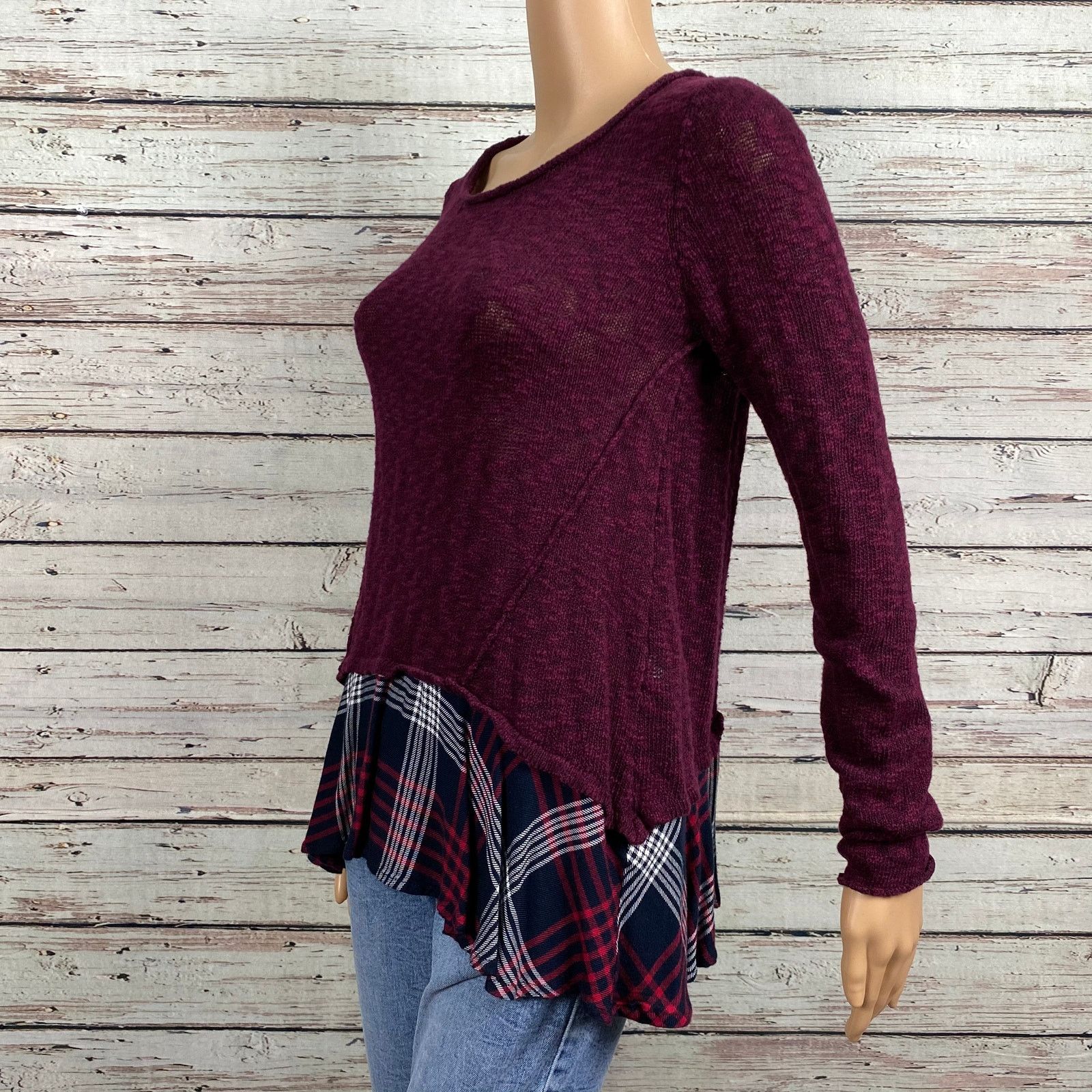 Other Cloud Chaser Marled Burgundy Black Slub Knit Shirt Large Size L / US 10 / IT 46 - 6 Thumbnail