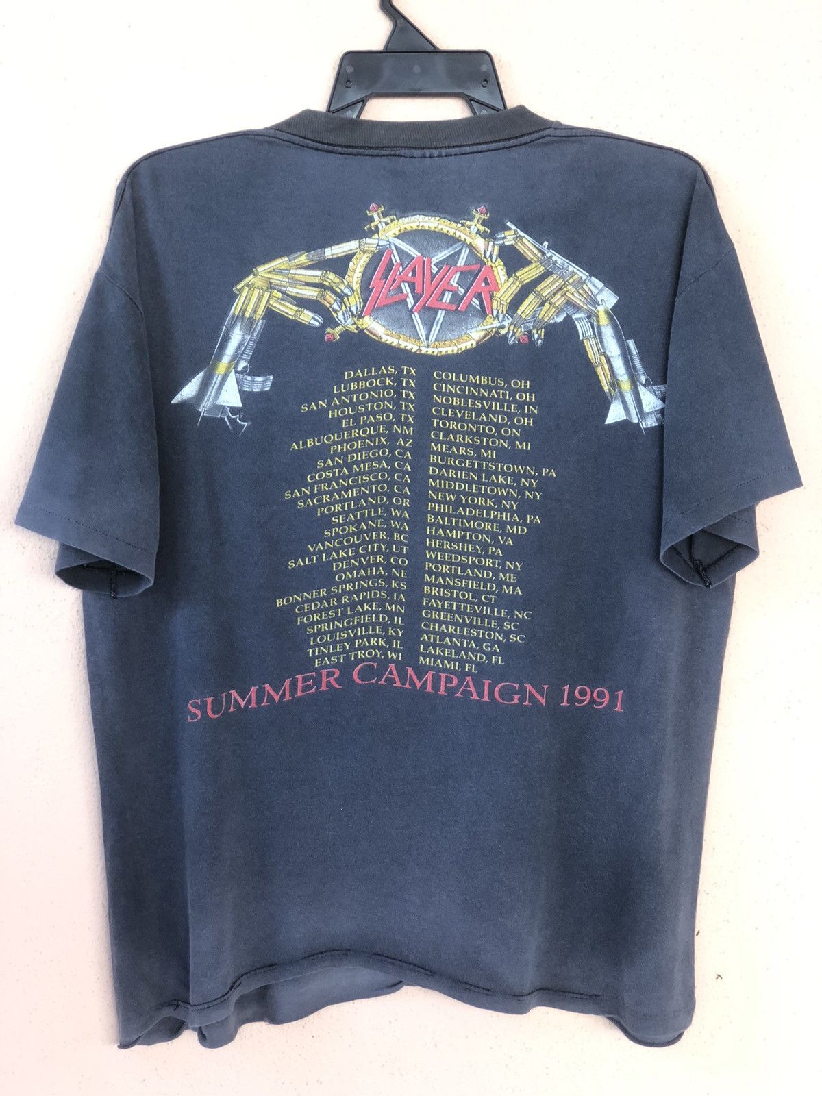 Band Tees × Slayer × Vintage Thrashed 🔥 SLAYER Vintage 90s Tee Size US L / EU 52-54 / 3 - 2 Thumbnail
