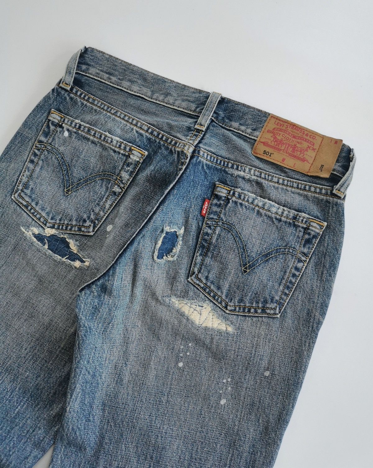 Levi's Vintage Levis 501 Boro Patchwork Distressed Denim Jeans Size 27" / US 4 / IT 40 - 6 Thumbnail