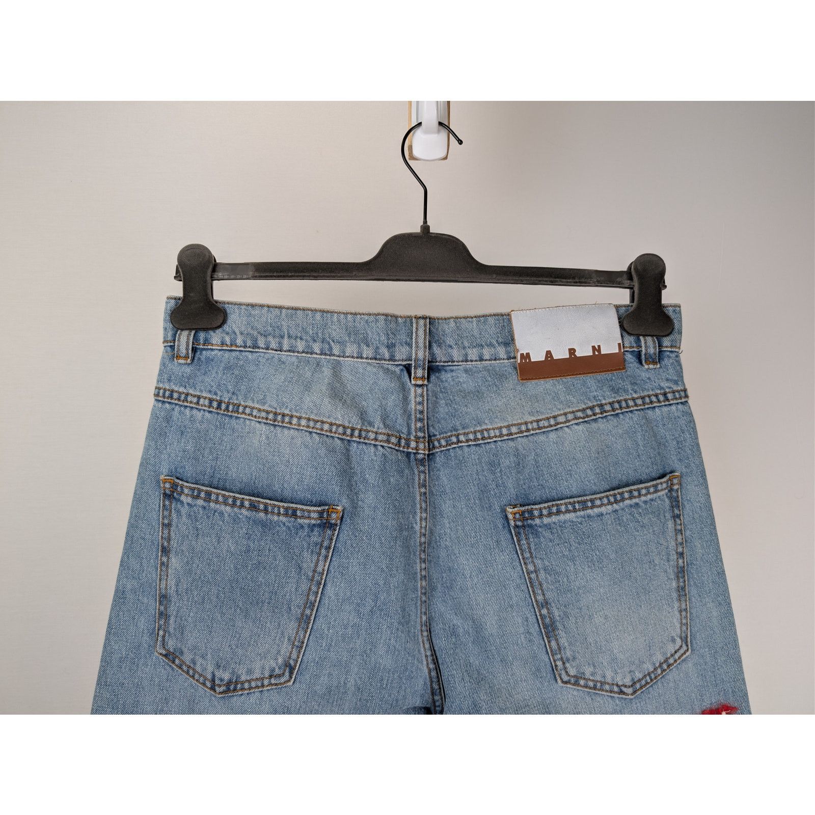 Marni o1rshd1 Embroidered Striped Patch Denim Jean Pants in Blue Size US 32 / EU 48 - 11 Thumbnail
