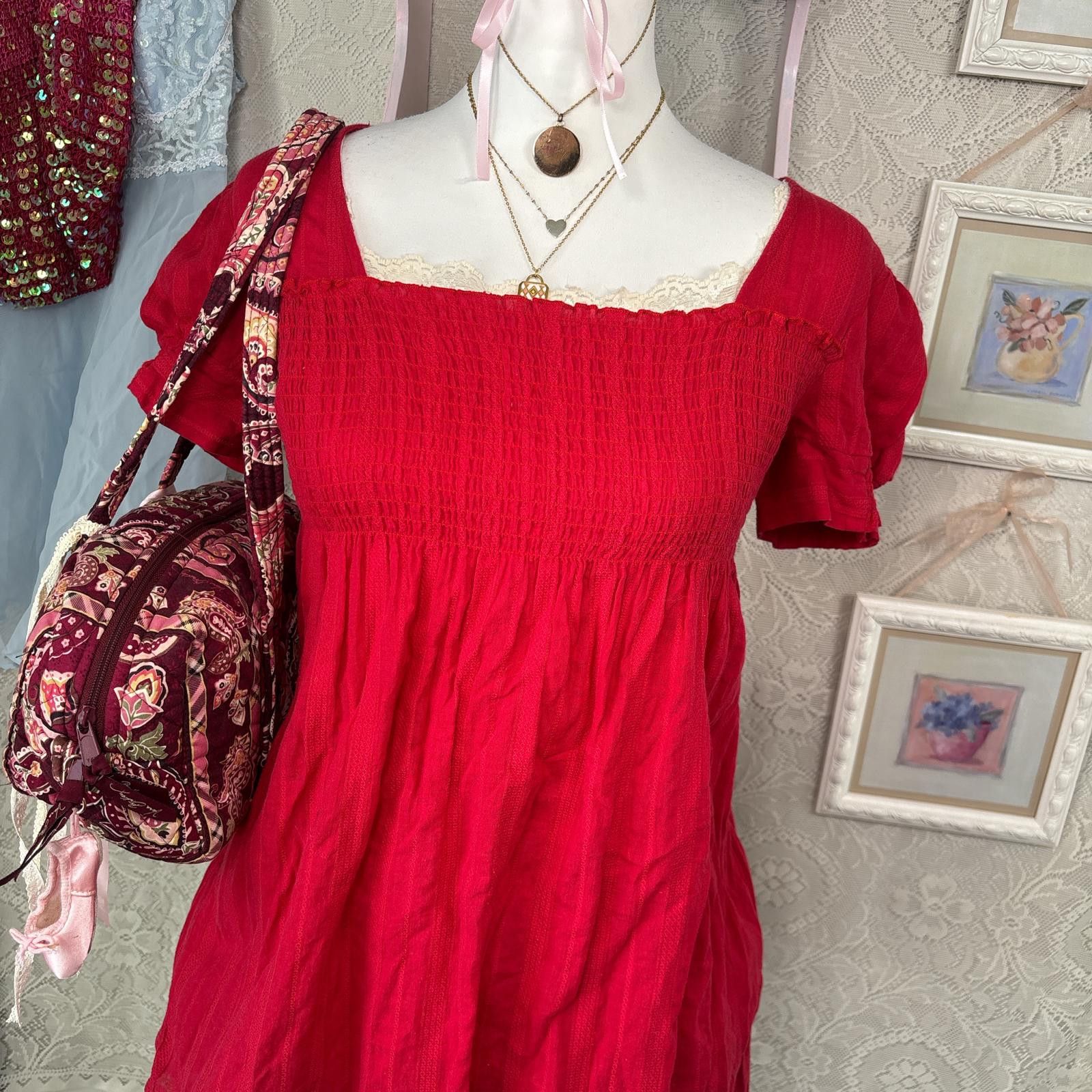 At Last & Co y2k red valentines day babydoll blouse top Size M / US 6-8 / IT 42-44 - 4 Thumbnail