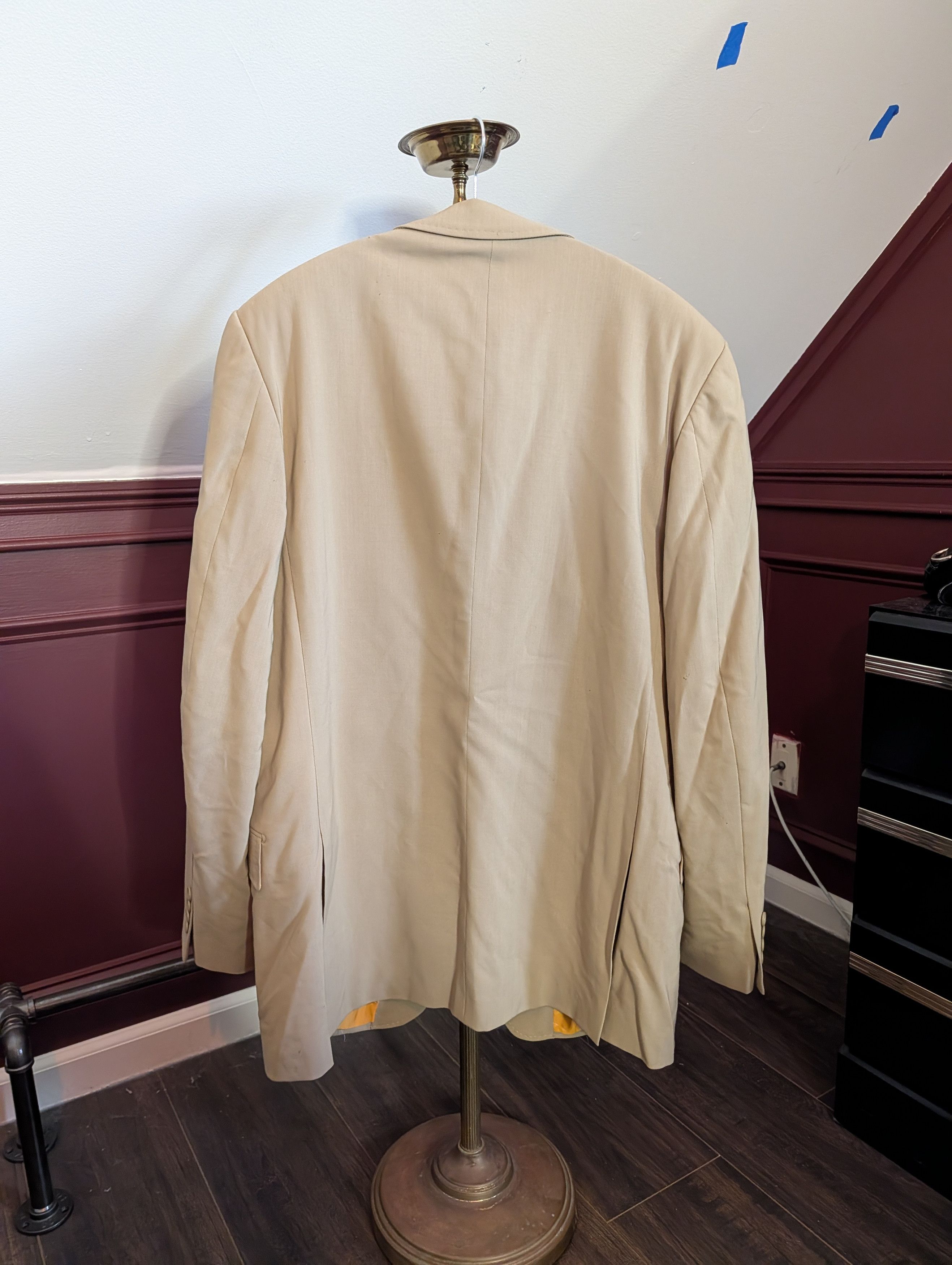 Handmade SANFORD BRYANT bespoke peak lapel high twist tan jkt Size 40R - 6 Thumbnail