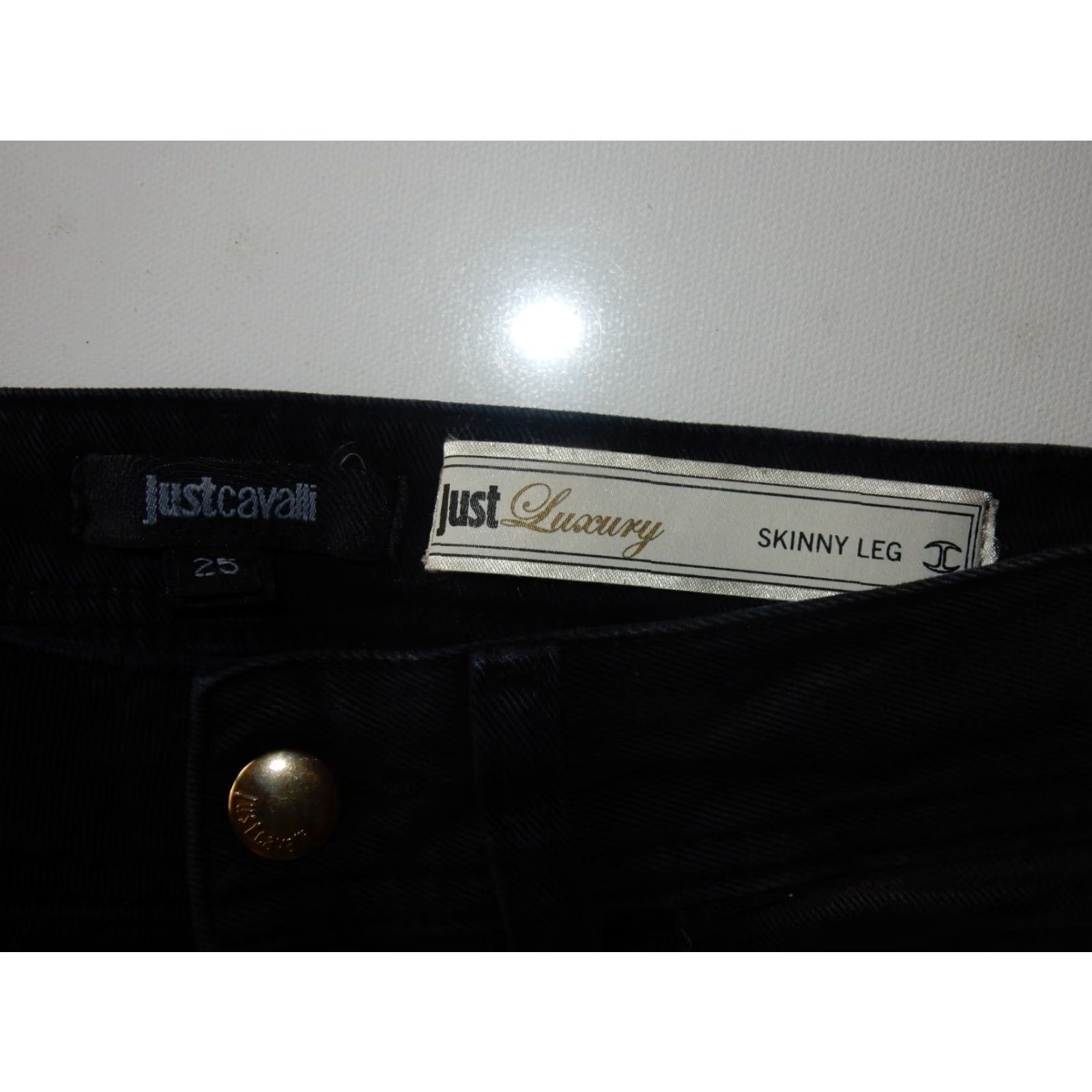 Just Cavalli VINTAGE Just Cavalli Women's Denim Jeans Size 25x31 Skinny Animal Print Black Reptile Fashion Size 42" / US 20 - 5 Thumbnail