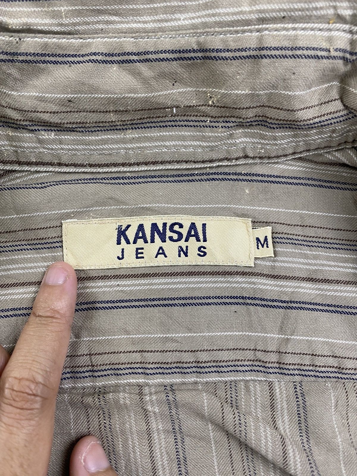 Designer × Kansai Yamamoto × Vintage Vintage Kansai Jeans Harringbone Stripe Zipper Jacket Size US M / EU 48-50 / 2 - 8 Thumbnail