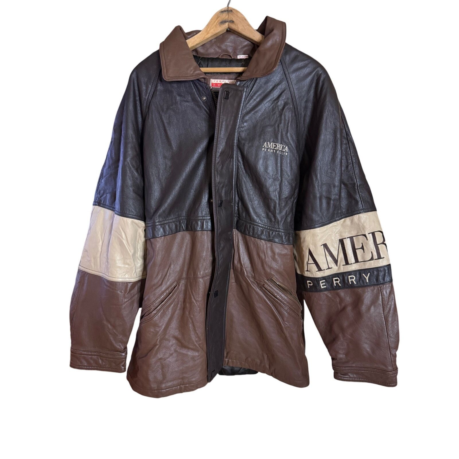 Perry Ellis Vintage Leather Jacket Size US XL / EU 56 / 4 - 1 Thumbnail