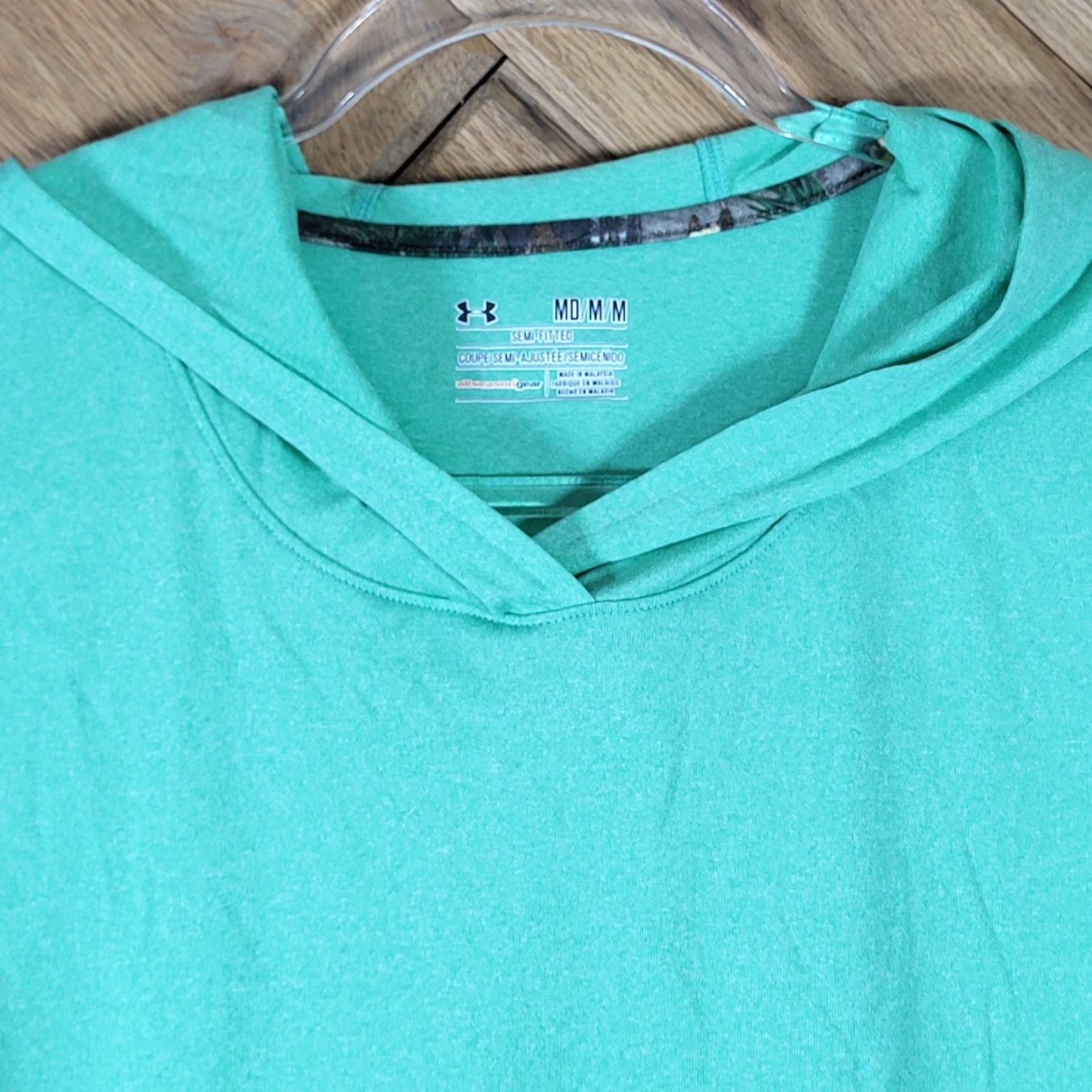 Under Armour Under Armour Hoodie Shirt Mens M Allseasongear Semi-Fitted Teal Green Logo Pullover Long Sleeve Jersey Solid Adult Mens Size US M / EU 48-50 / 2 - 2 Thumbnail