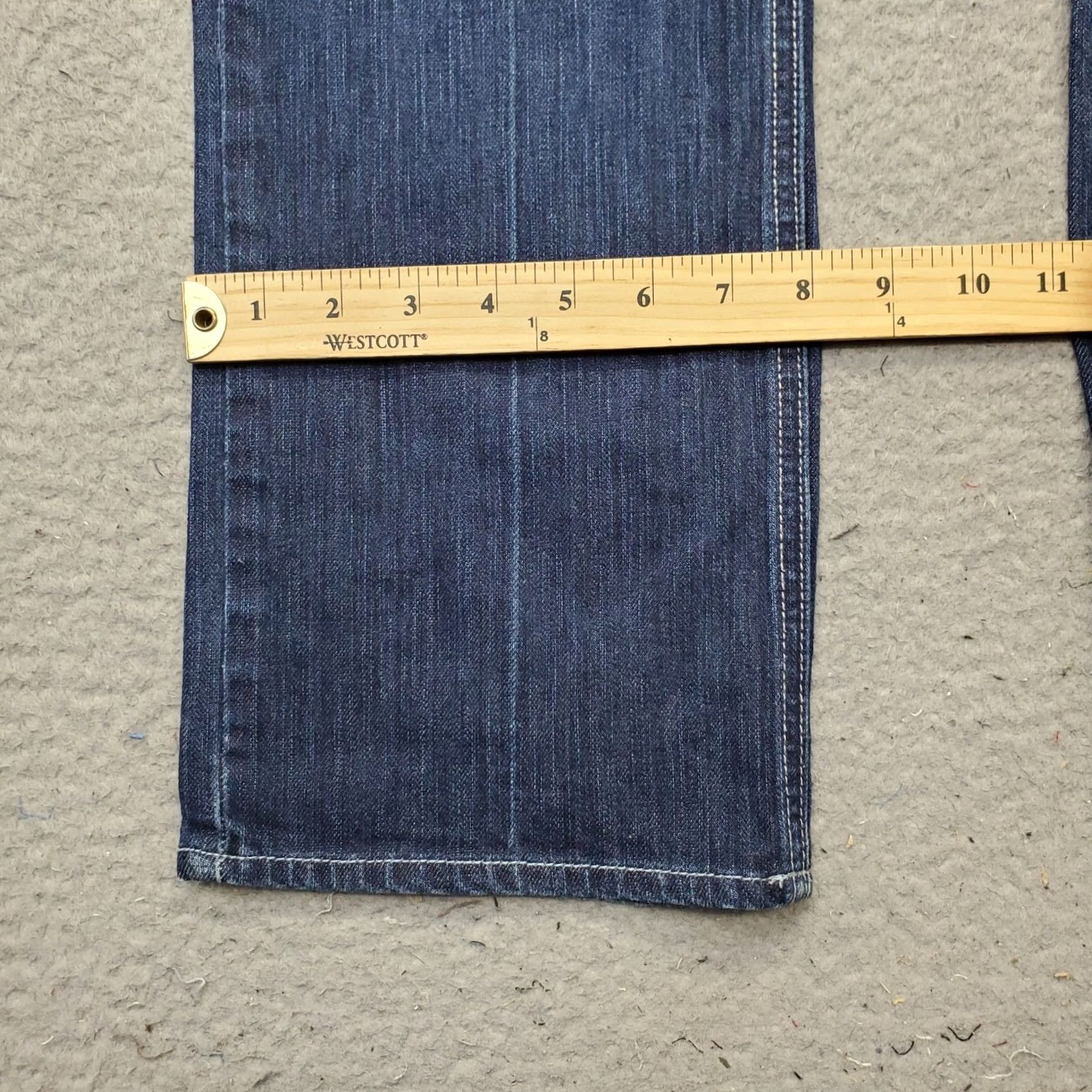 Vintage New York & Company Jeans Womens 14P Petite Blue Denim Straight Stretch Whiskered 5-Pocket Design Regular Waist 28.5 Inseam 38" Outseam Size 36" / US 14 / IT 50 - 5 Thumbnail
