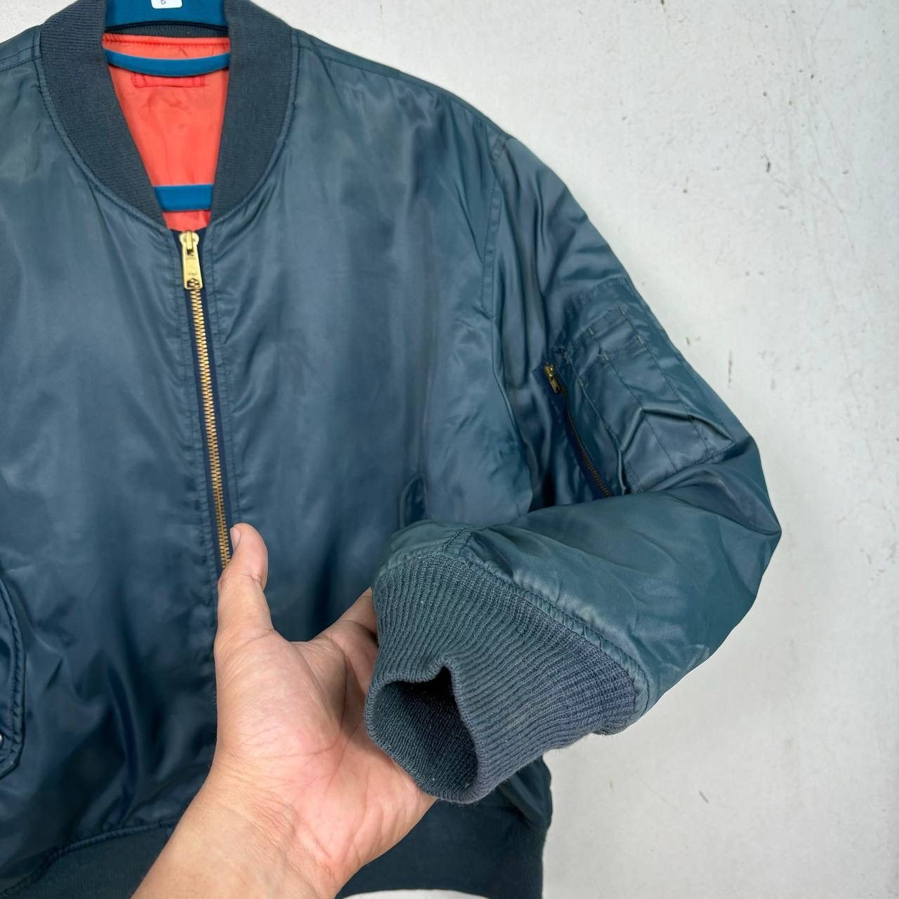 Other Vintage MA-1 Flight Jacket Sage Green Bomber Orange Lining Size US M / EU 48-50 / 2 - 5 Thumbnail