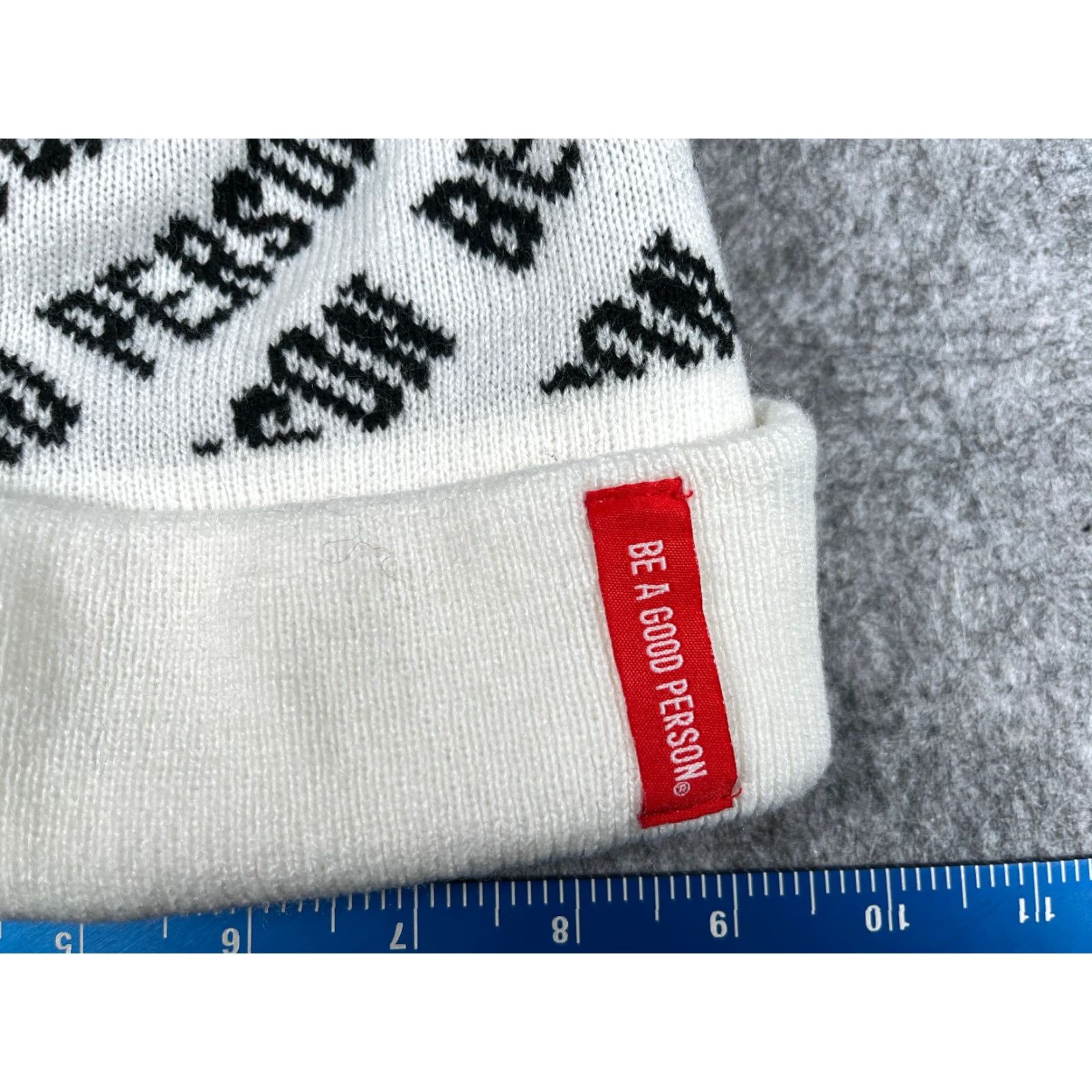 Vintage Be A Good Person Beanie Adult One Size White Knit Acrylic Ski Cap Unisex Size ONE SIZE - 2 Thumbnail
