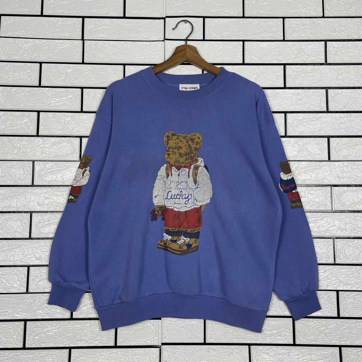 Japanese Brand Chip Chips Lucky Bear Crewneck Sweatshirt Size US M / EU 48-50 / 2 - 1 Thumbnail