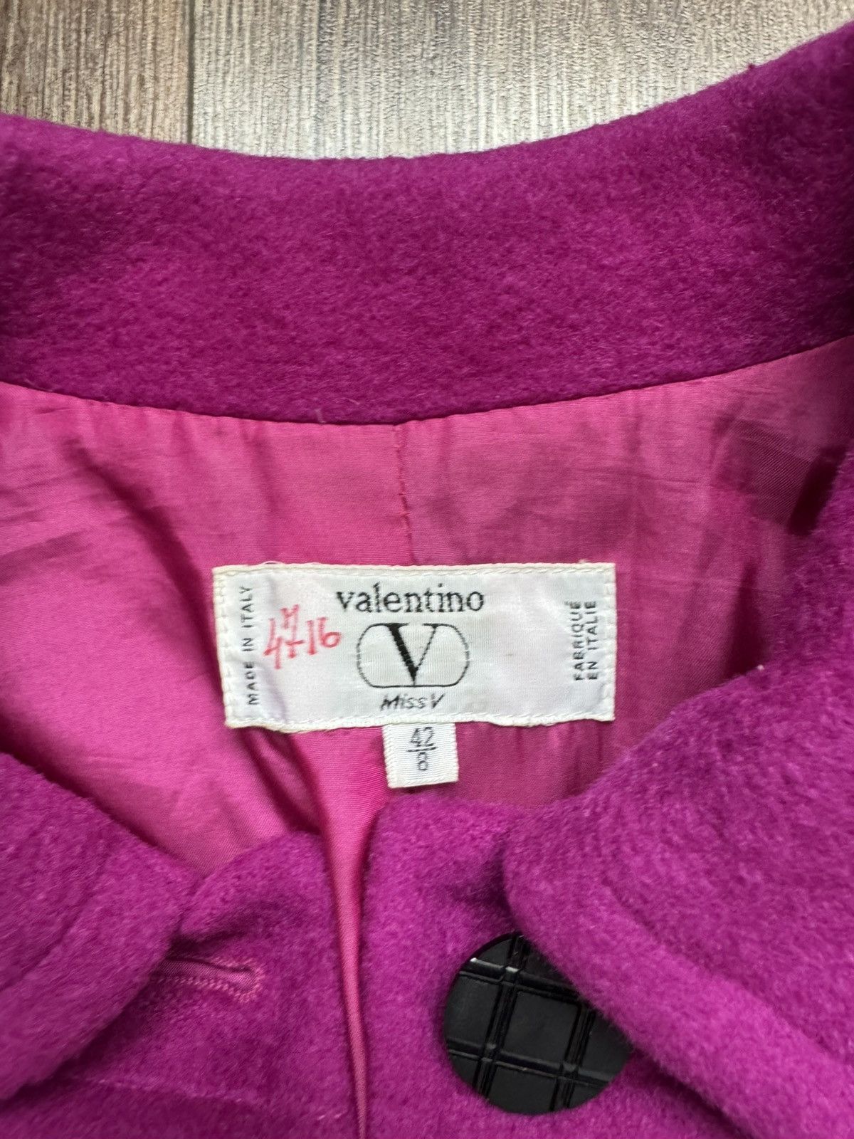 Valentino Vtg Valentino Miss V Wool Coat Jacket Fuchsia Pink Purple Italy Size 42 8 M L Size M / US 6-8 / IT 42-44 - 4 Thumbnail