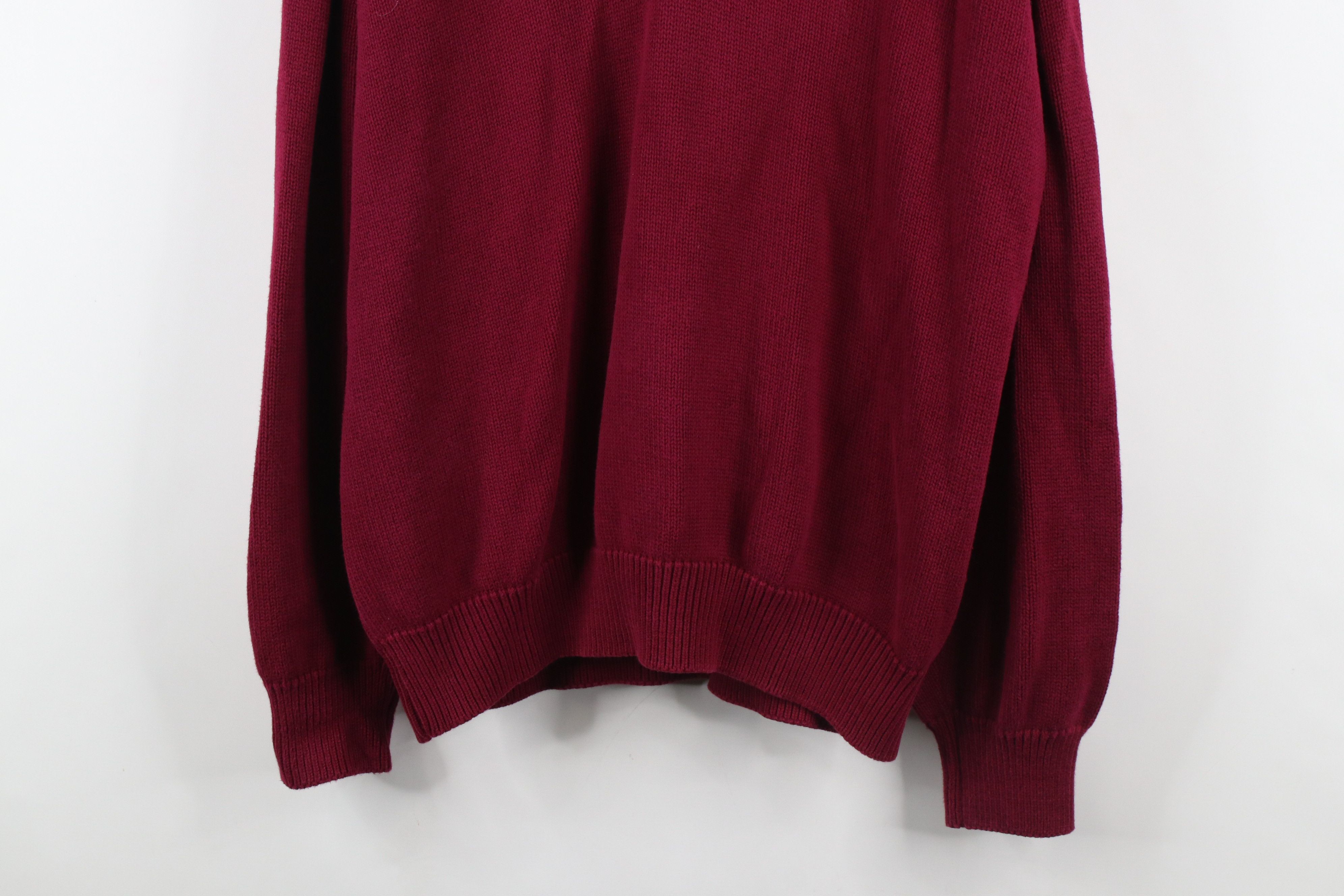 Lands' End × Vintage Vintage 90s Lands End Cotton Knit V-Neck Sweater Red USA Size US L / EU 52-54 / 3 - 3 Thumbnail
