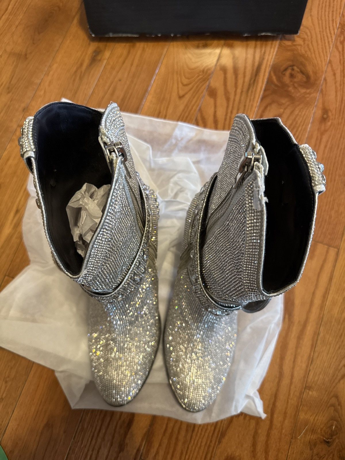 Dolls Kill Icy Sheriff Shine Rhinestone Cowboy Boots Size US 11 / IT 41 - 5 Thumbnail