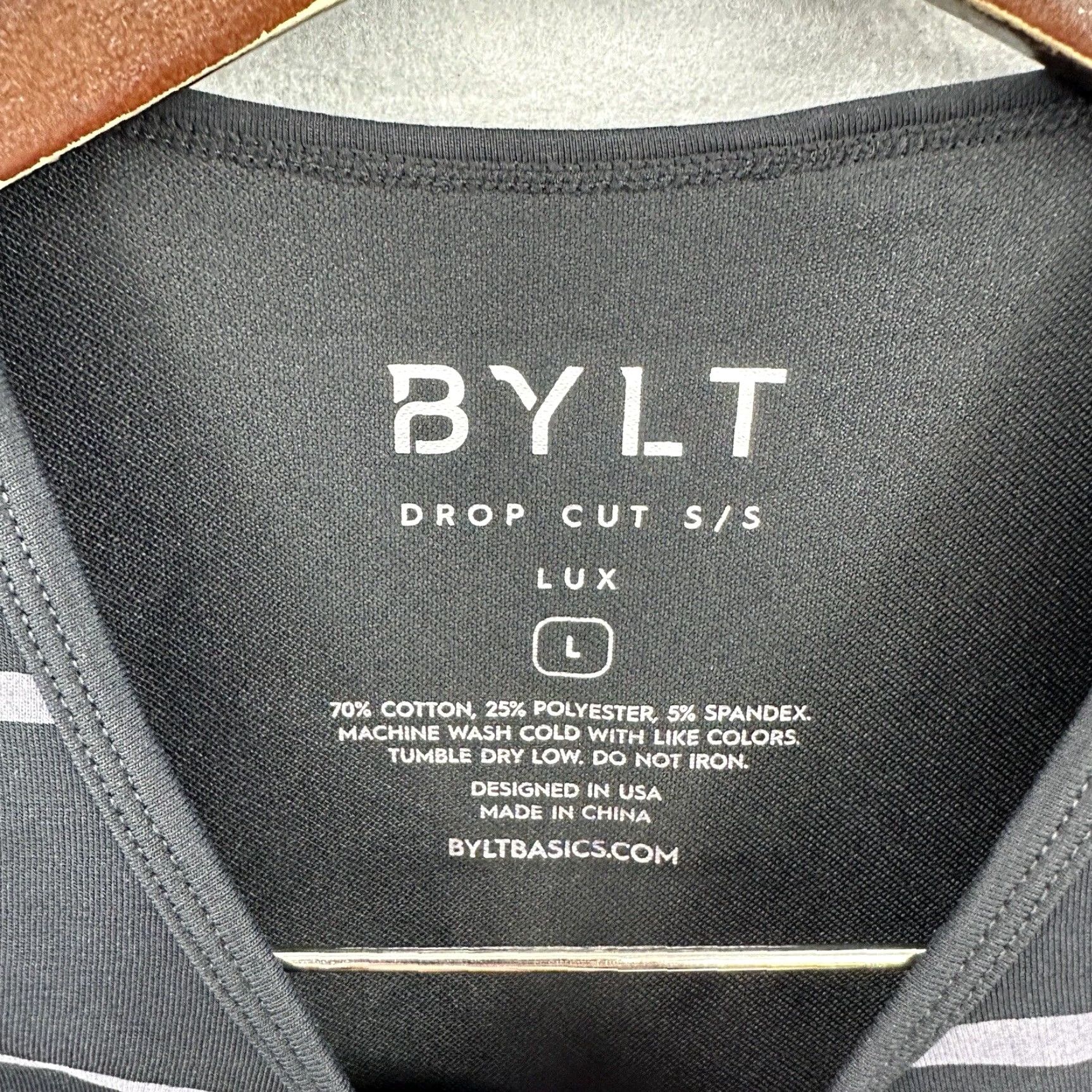 Vintage BYLT Lux Drop Cut Shirt Mens Large L Gray Striped Short Sleeve Curved Preppy Size US L / EU 52-54 / 3 - 6 Thumbnail