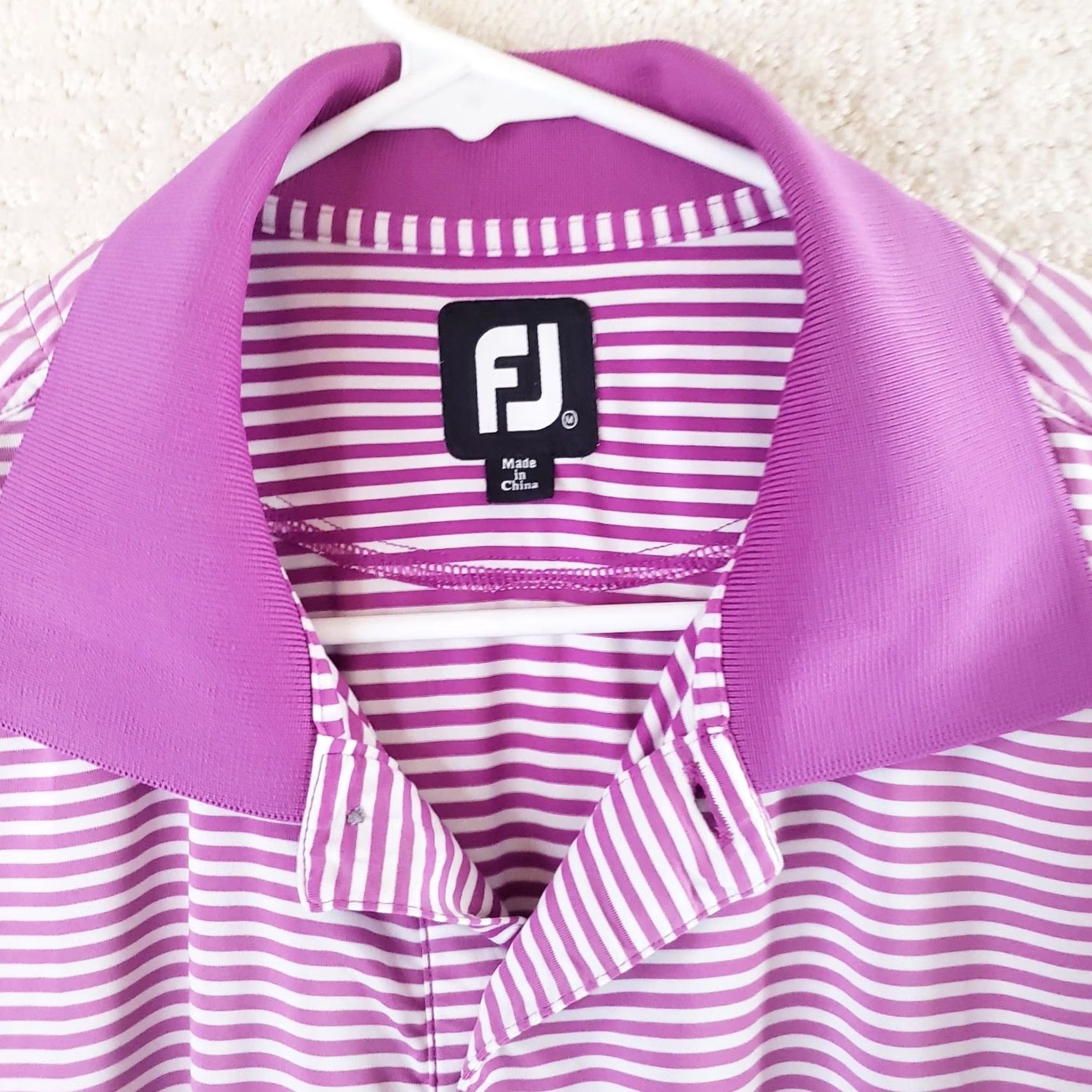 Footjoy FootJoy Men Polo Shirt Purple White Striped Short Sleeve M EUC Sports Golf Shirt Size US M / EU 48-50 / 2 - 4 Thumbnail