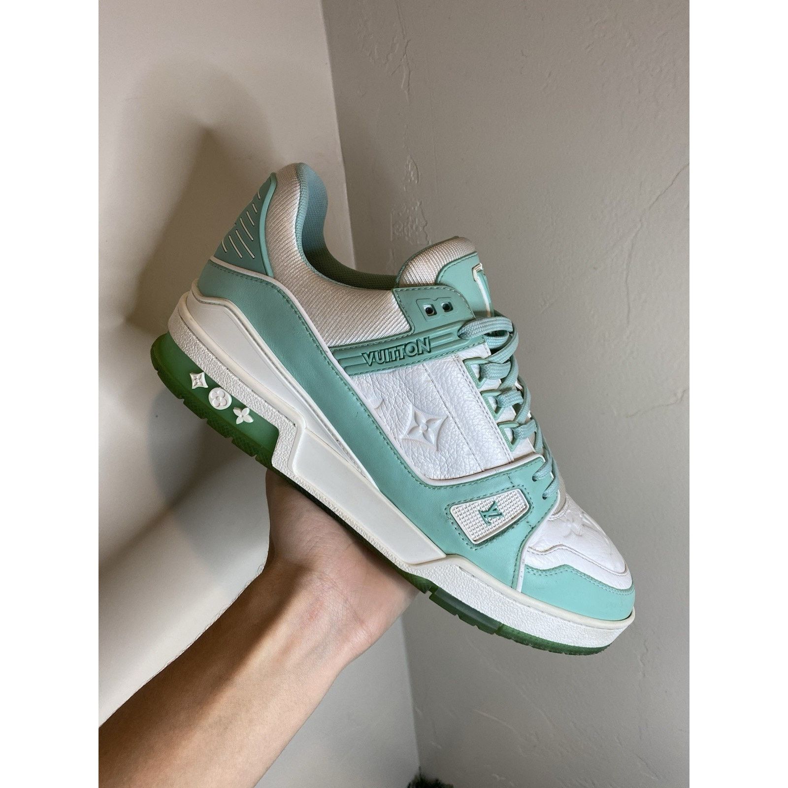 Louis Vuitton Louis Vuitton Trainer Sneakers “Green White” | Size 8.5-9 US Size US 8.5 / EU 41-42 - 2 Thumbnail
