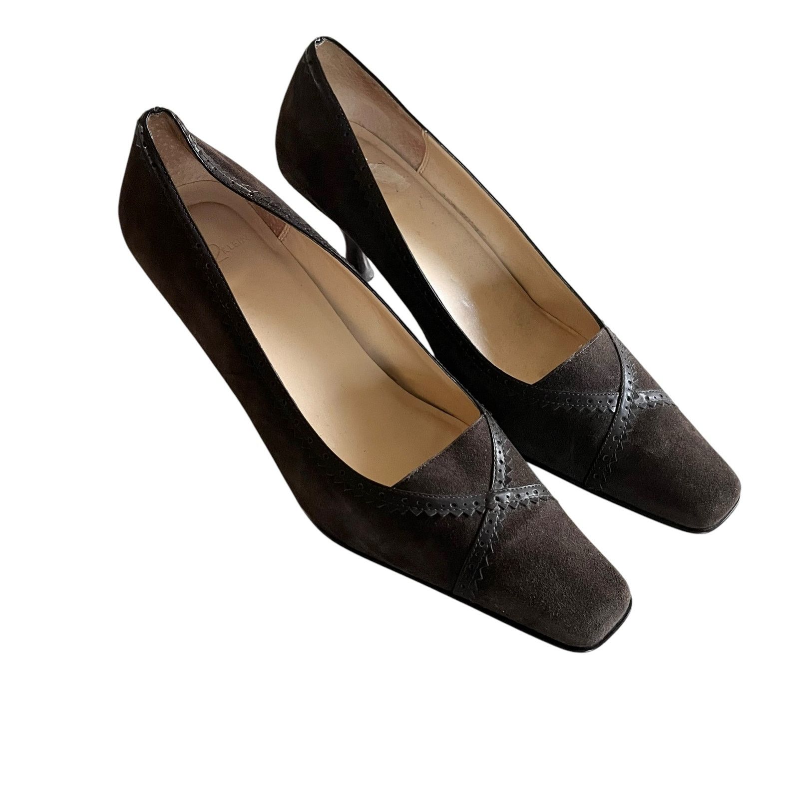Anne Klein Anne Klein Chocolate Brown Suede Kitten Heel Pumps Size US 8.5 / IT 38.5 - 1 Thumbnail