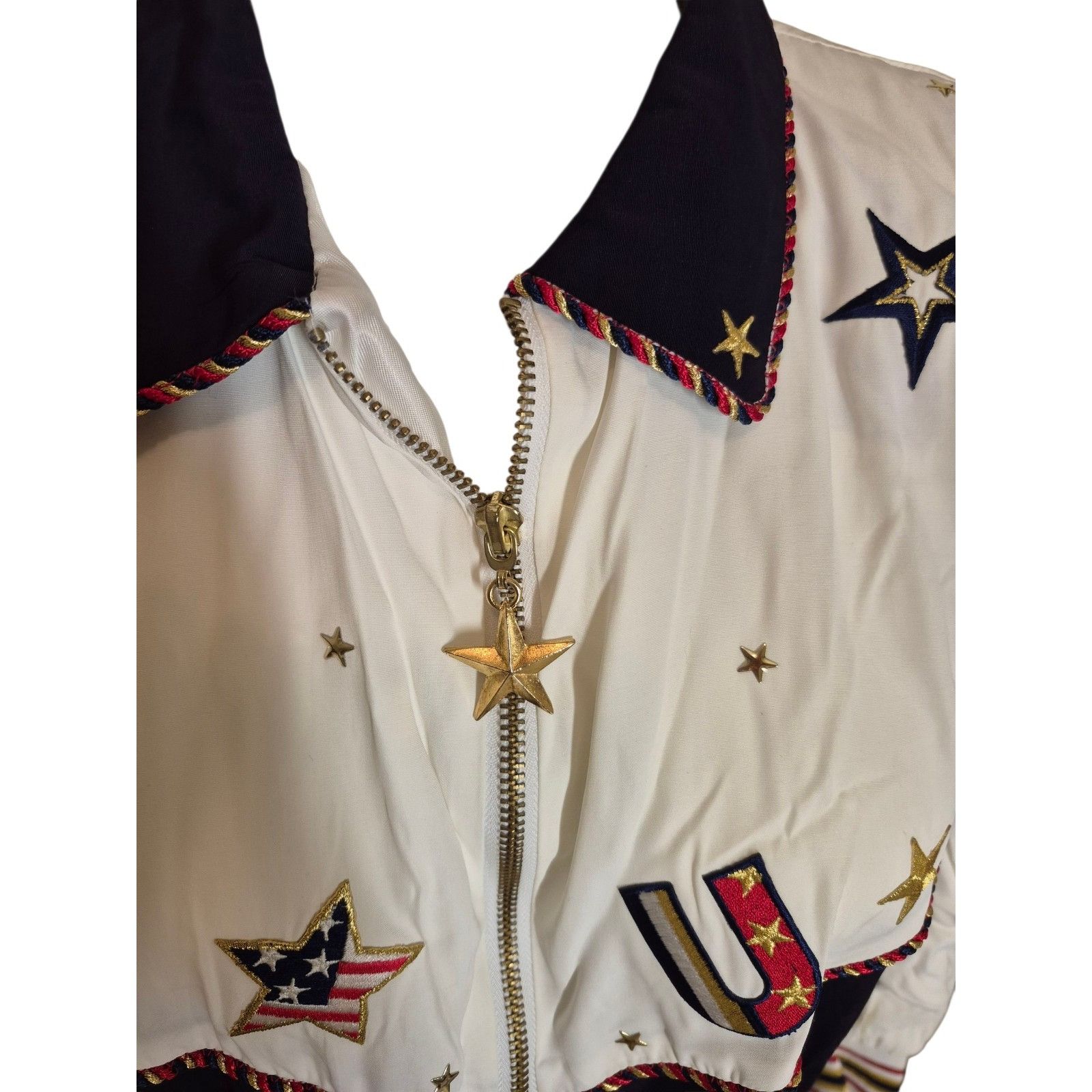 Vintage VTG 90s Embroidered USA Jacket Oversized Dolman Sleeve Jacke Size M / US 6-8 / IT 42-44 - 2 Thumbnail