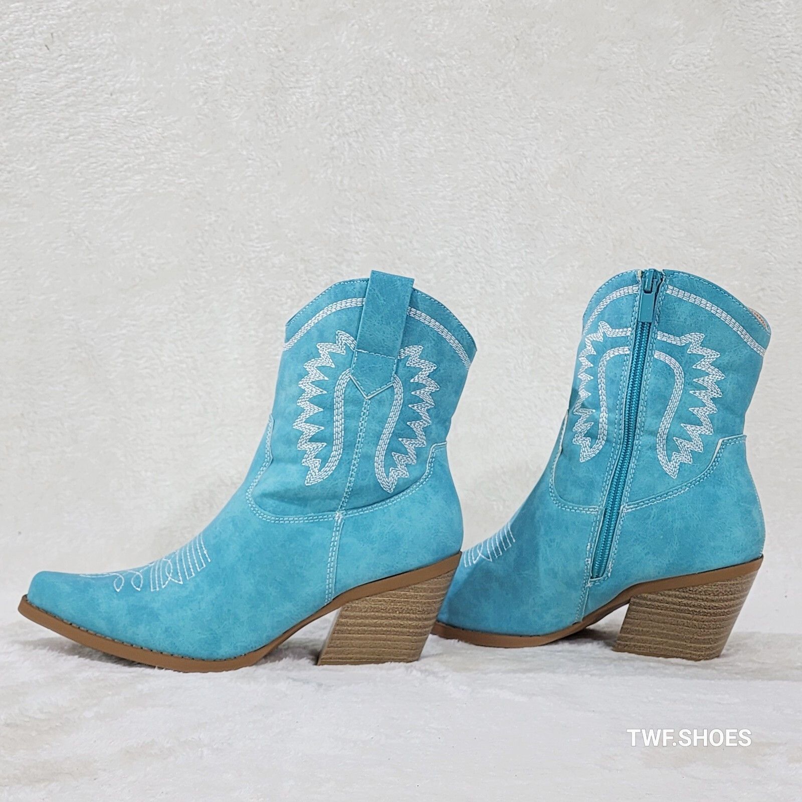 Other Dolly 2 Aqua Blue/Green Cowgirl Country Western Ankle Boots Size US 6 / IT 36 - 3 Thumbnail