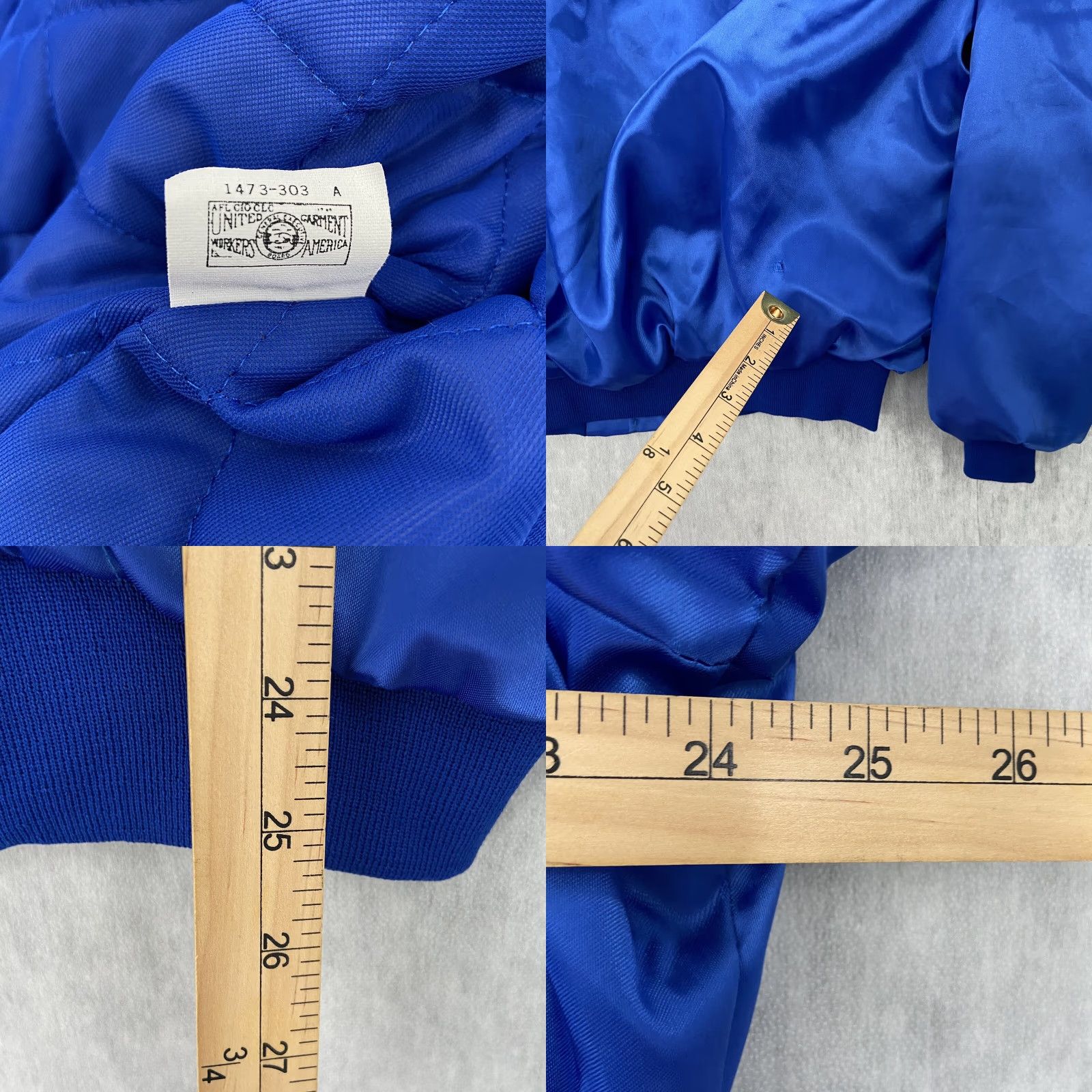 VINTAGE King Louie Bomber Jacket Adult Large Button Snap GTE Blue Union Mens L