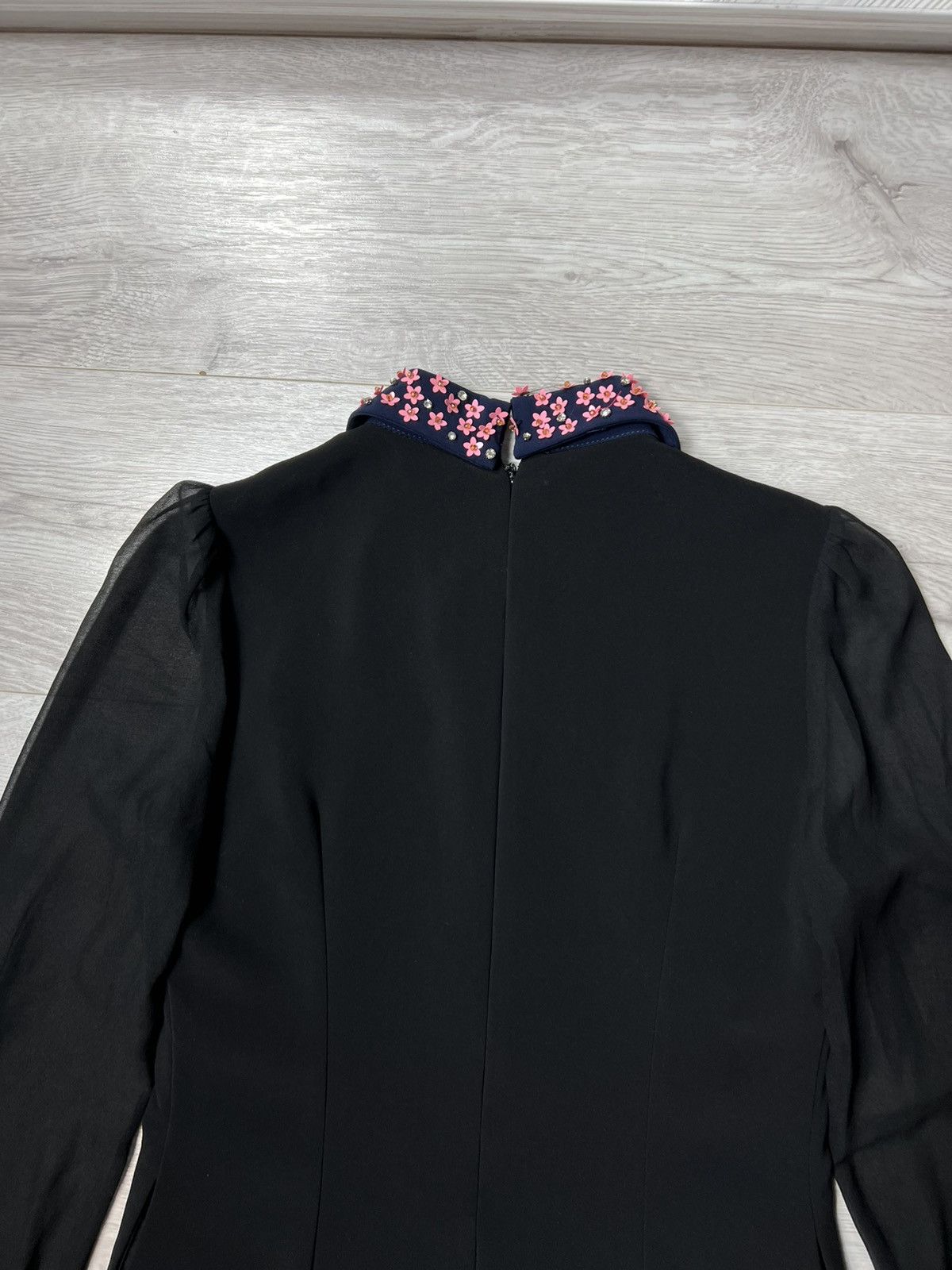 Miu Miu Rare MIU MIU Dress With Flowers On The Collar & Mesh Sleeves Size M / US 6-8 / IT 42-44 - 14 Thumbnail