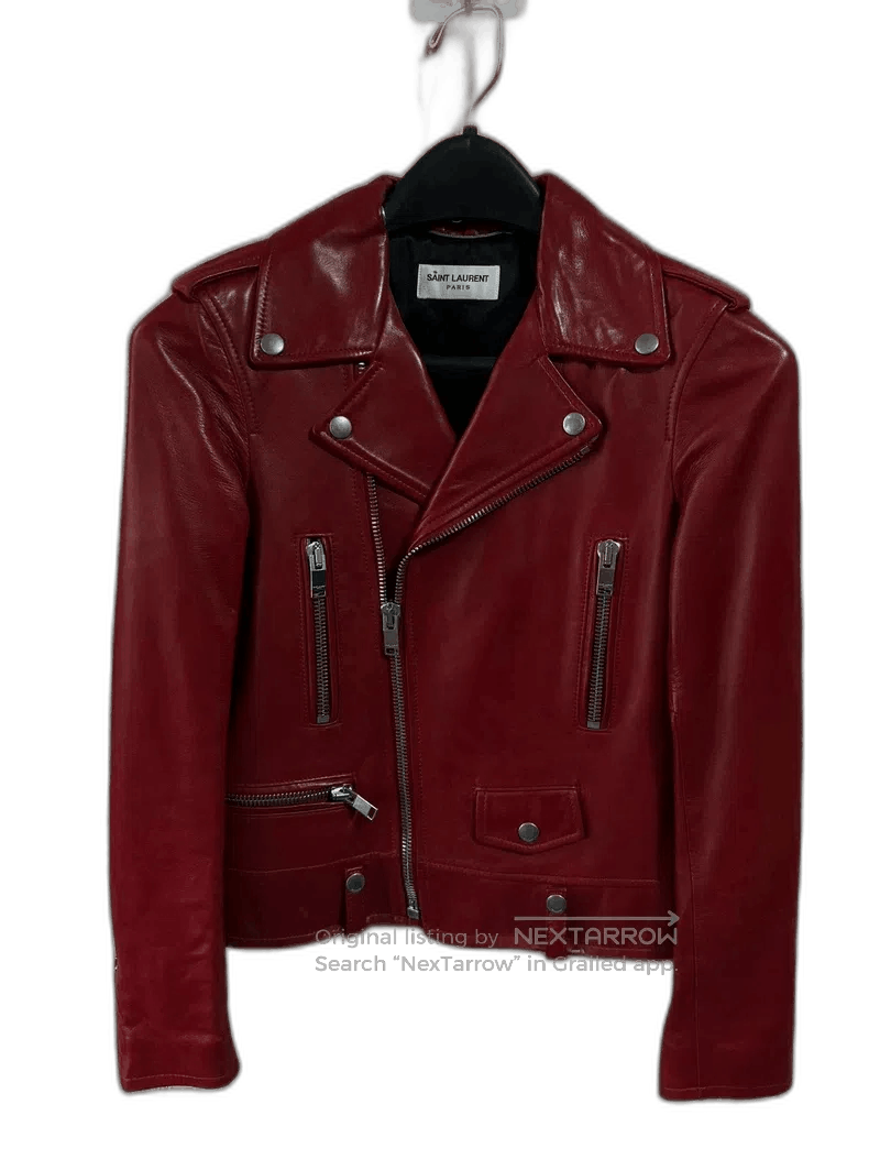 Yves Saint Laurent saint laurent classic red leather biker jacket. Size XS / US 0-2 / IT 36-38 - 1 Thumbnail