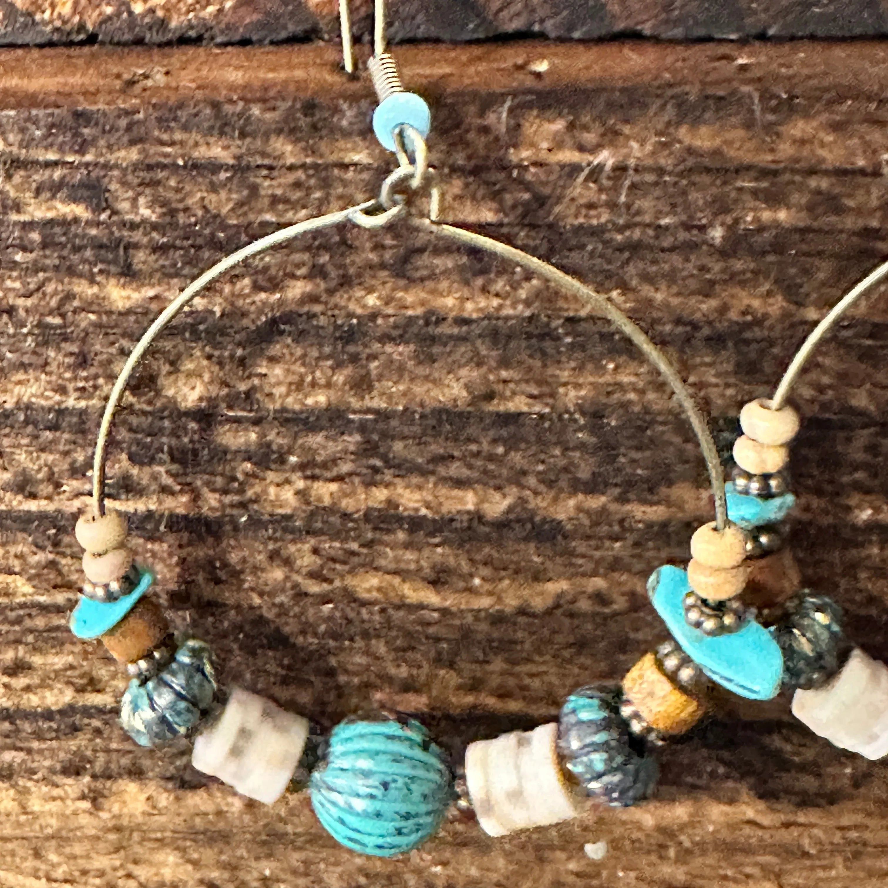 Other Handmade Western Hippie Copper Wire Turquoise Wooden Beads D Size ONE SIZE - 4 Thumbnail