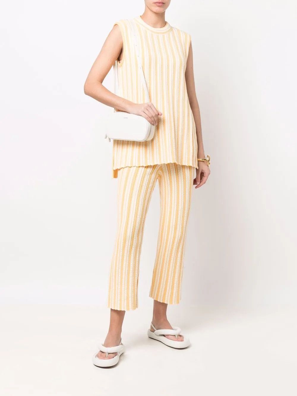 Jil Sander o1y1025 Sleeveless Sweater in Yellow/White Size XS / US 0-2 / IT 36-38 - 5 Thumbnail