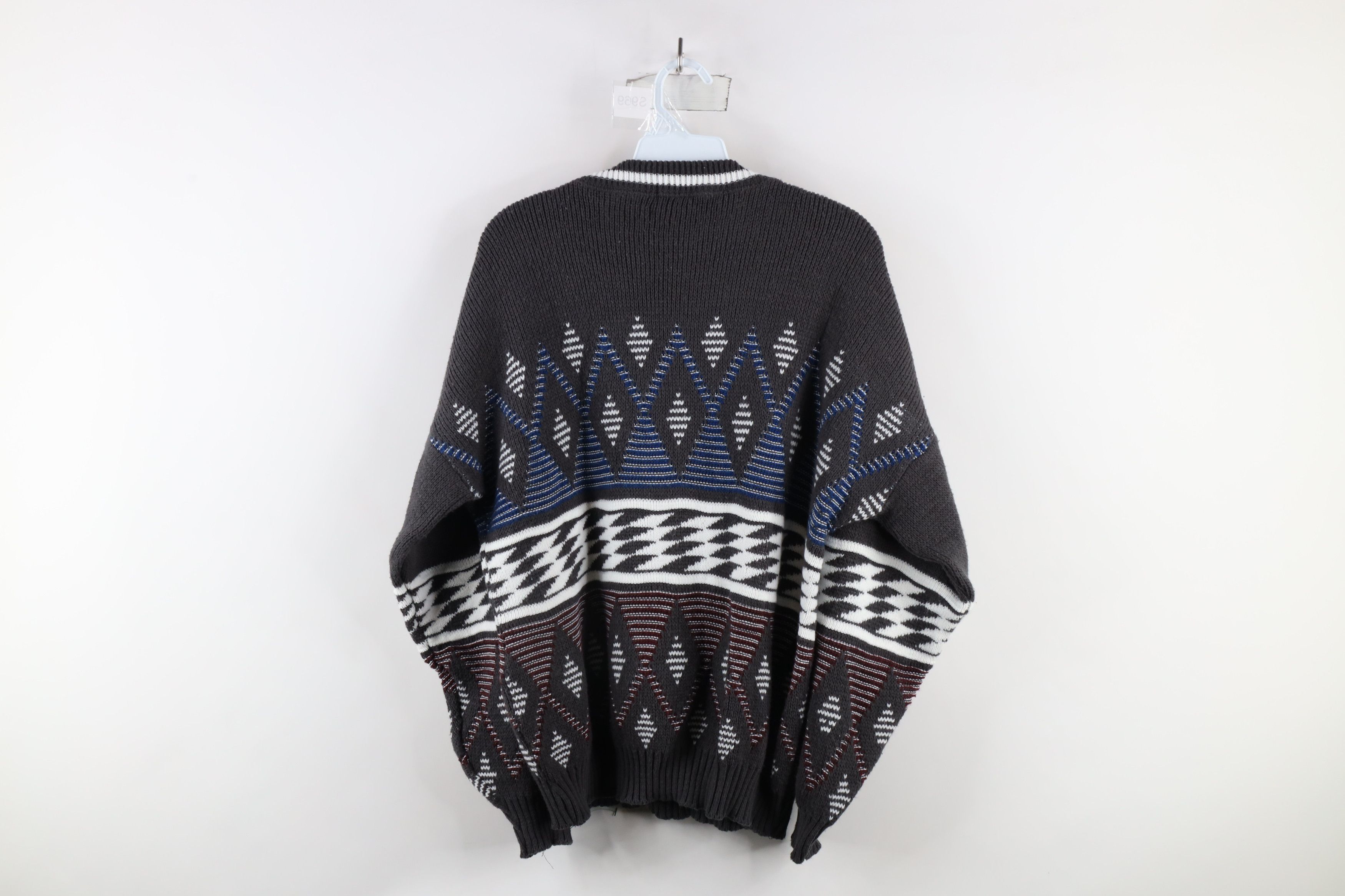 Vintage Vintage 90s Streetwear Diamond Knit Crewneck Sweater USA Size US L / EU 52-54 / 3 - 5 Thumbnail