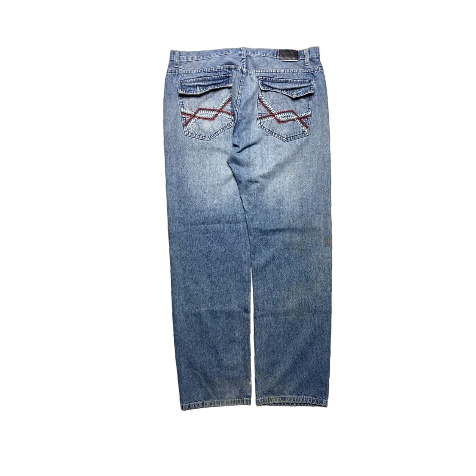 Vintage VINTAGE Jeans Men 40x34 Blue Wide-Leg Embroidered Hip Hop Baggy Y2K Distressed 40x34 Jeans Size US 40 / EU 56 - 1 Thumbnail