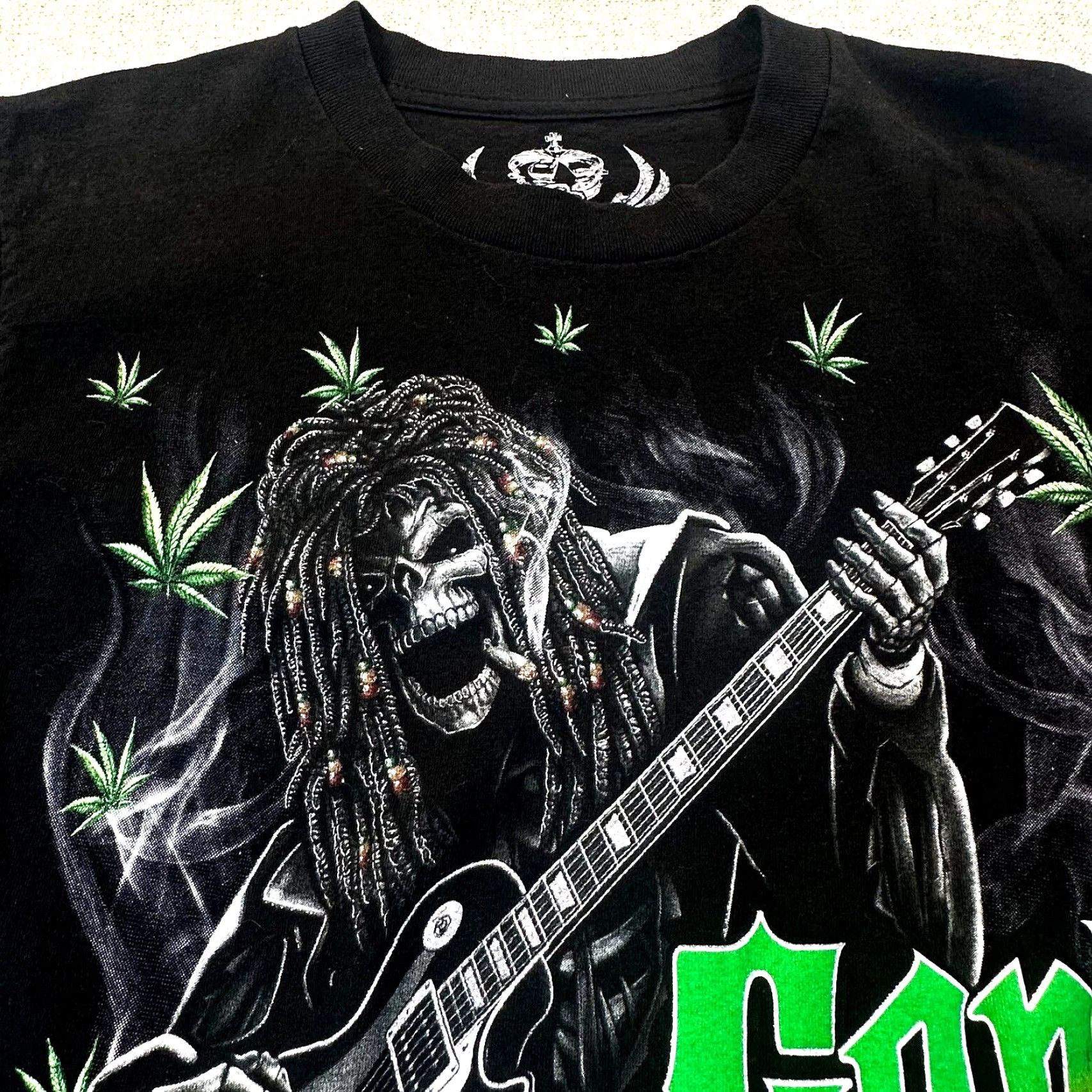 Vintage Ganja Soul Mens Medium Skeleton Dreads Guitarist Lion Rasta Marijuana Weed Tee Size US M / EU 48-50 / 2 - 5 Thumbnail