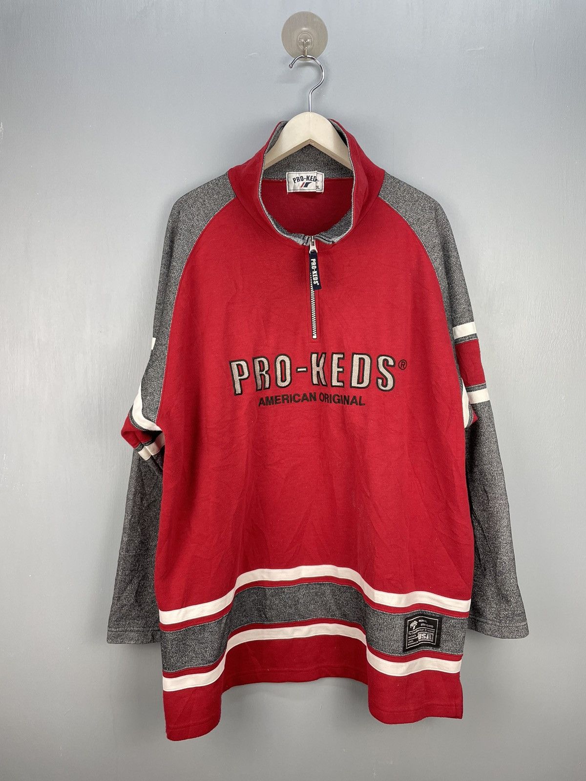 image of Pro Keds x Vintage Pro-Keds Half Zip Sweatshirt in Red, Men's (Size 2XL)